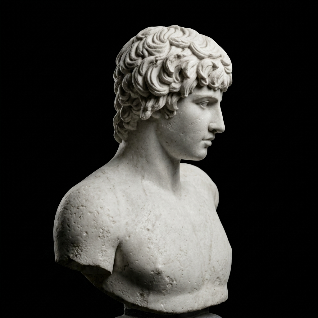 One-of-a-Kind Hand-Carved Natural Marble Bust Sculpture – Bust of Antinous
