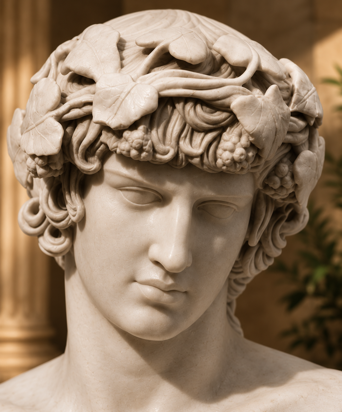 Handcrafted Bacchus Marble Bust Sculpture | Luxury Natural Marble Art