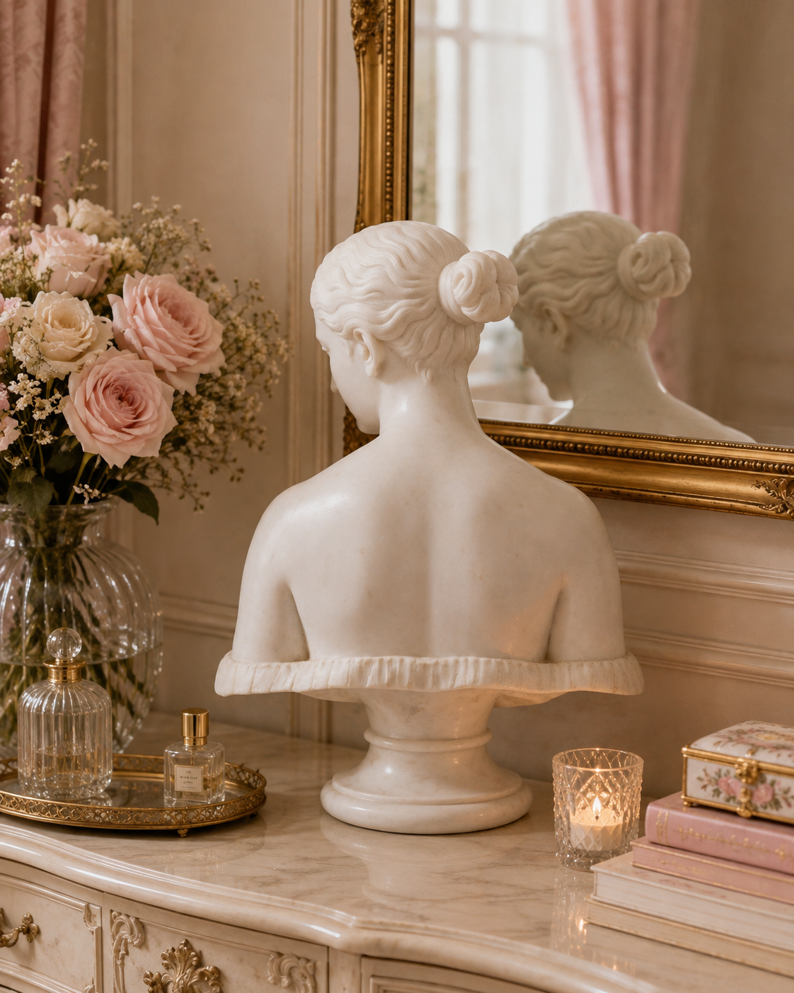 One-of-a-Kind Hand-Carved Natural Marble Bust Sculpture – The Greek Slave