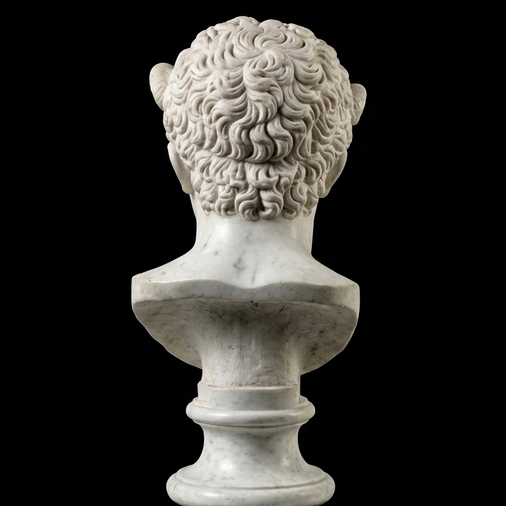 One-of-a-Kind Hand-Carved Natural Marble Bust Sculpture – Head of a Little Faun
