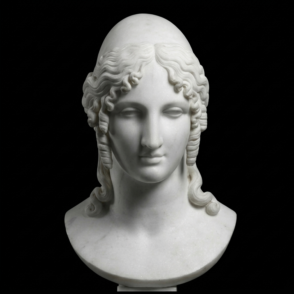 One-of-a-Kind Hand-Carved Natural Marble Bust Sculpture – Helen of Troy