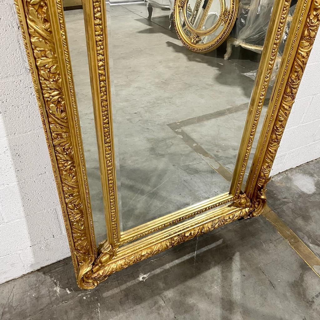 French Style Gold Floor Mirror 7 Feet Tall Gold Leaf Art Detail