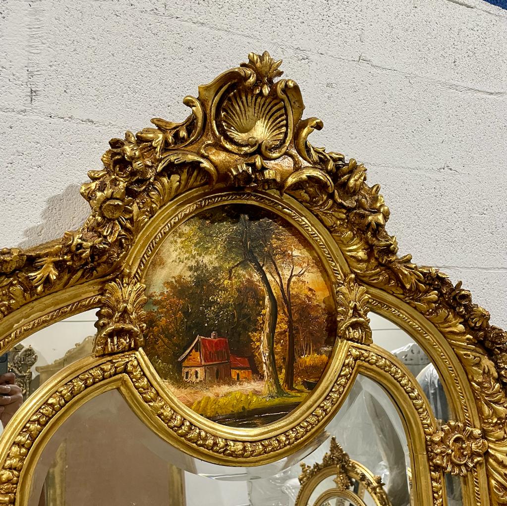 French Style Gold Floor Mirror 7 Feet Tall Gold Leaf Art Detail