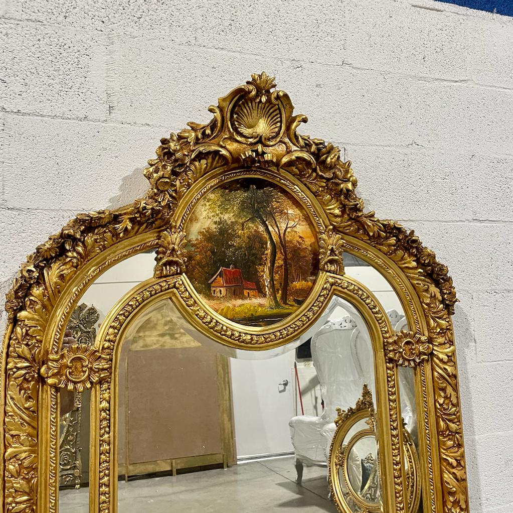 French Style Gold Floor Mirror 7 Feet Tall Gold Leaf Art Detail