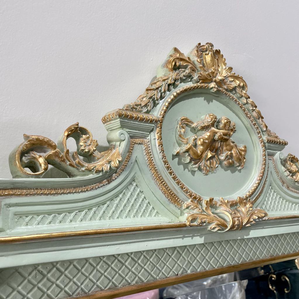 Rococo Style Gold White Color Floor Mirror 6.6 Feet Tall Gold Leaf