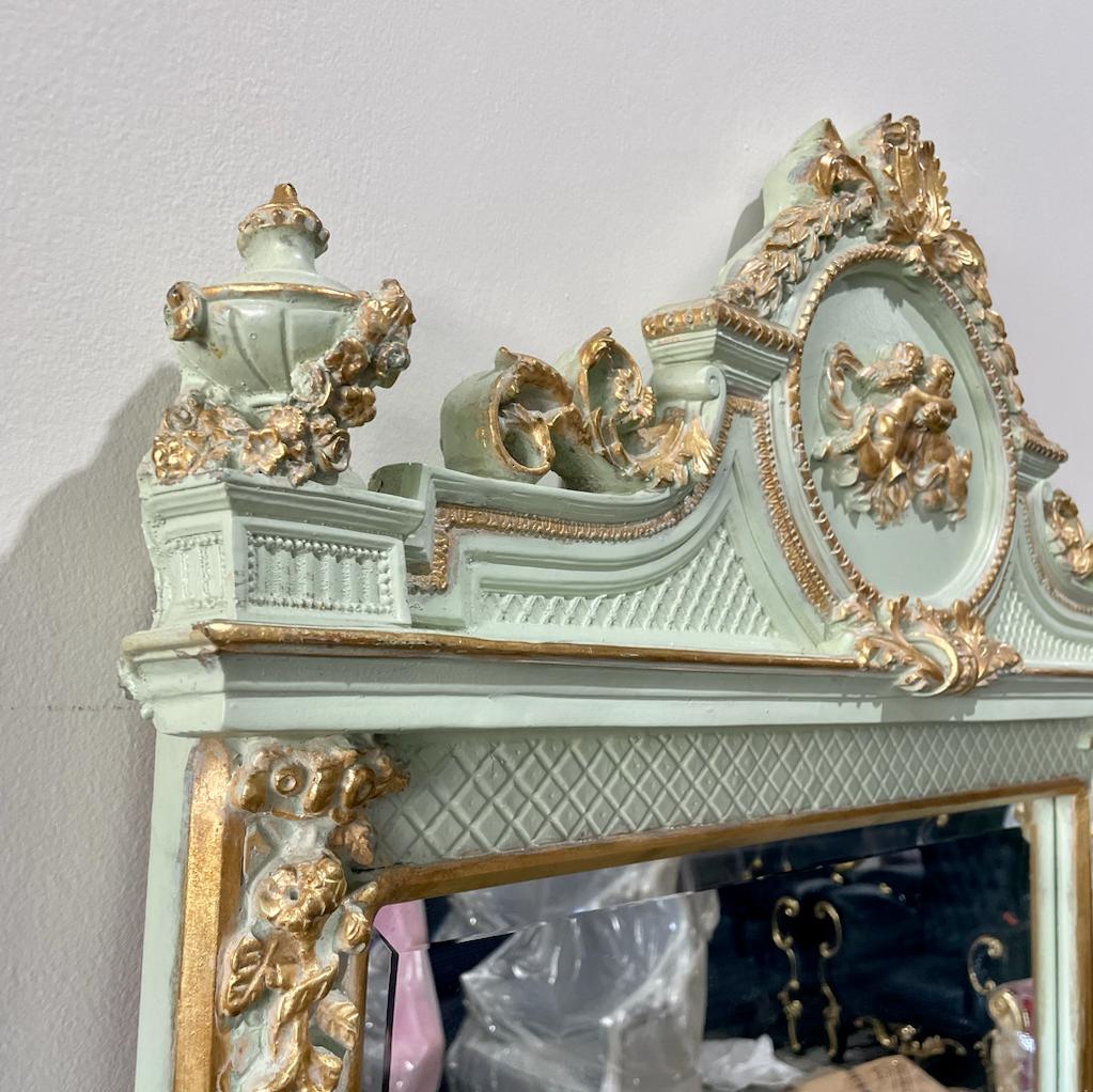 Rococo Style Gold White Color Floor Mirror 6.6 Feet Tall Gold Leaf