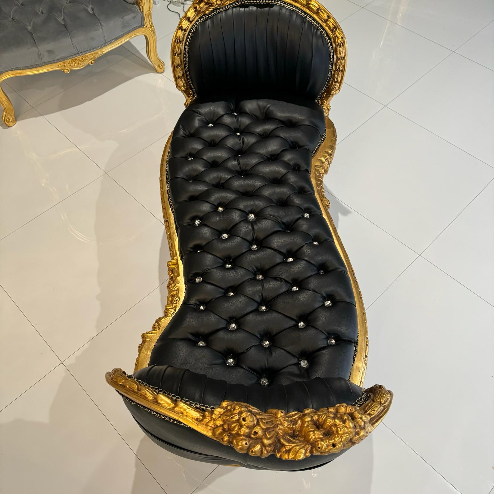 Marquis French Tufted Bench Black Leather French Bench Home Decor Furniture