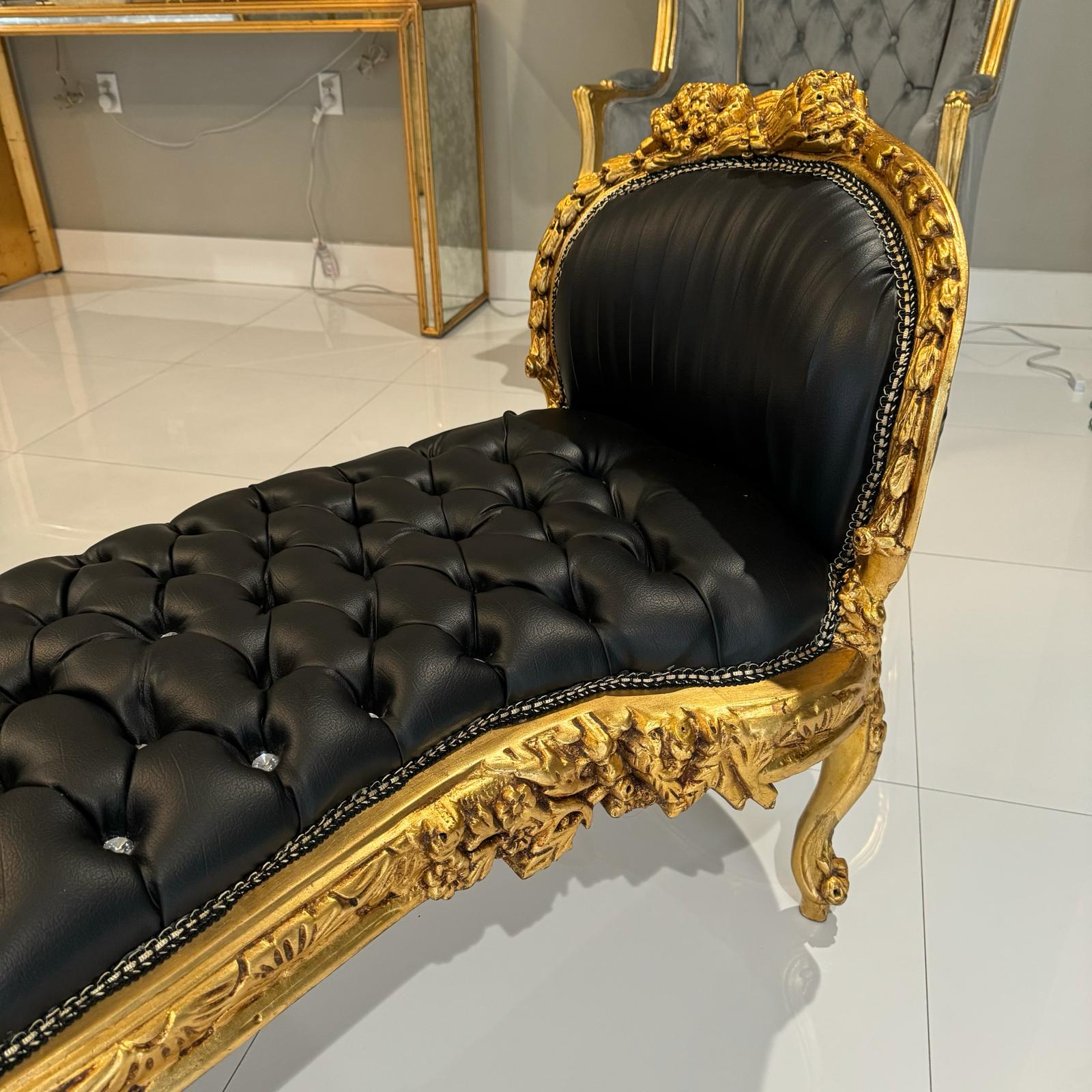 Marquis French Tufted Bench Black Leather French Bench Home Decor Furniture