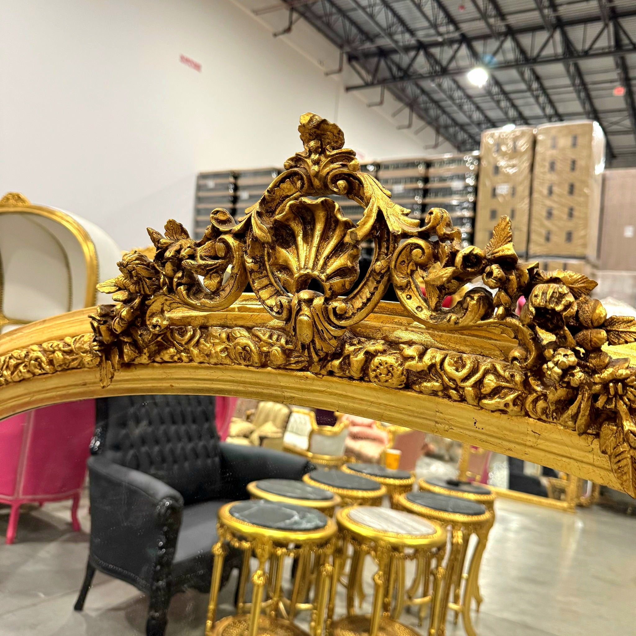 French Style Gold Floor Mirror 5 Feet Tall Baroque Rococo Wall Mirror