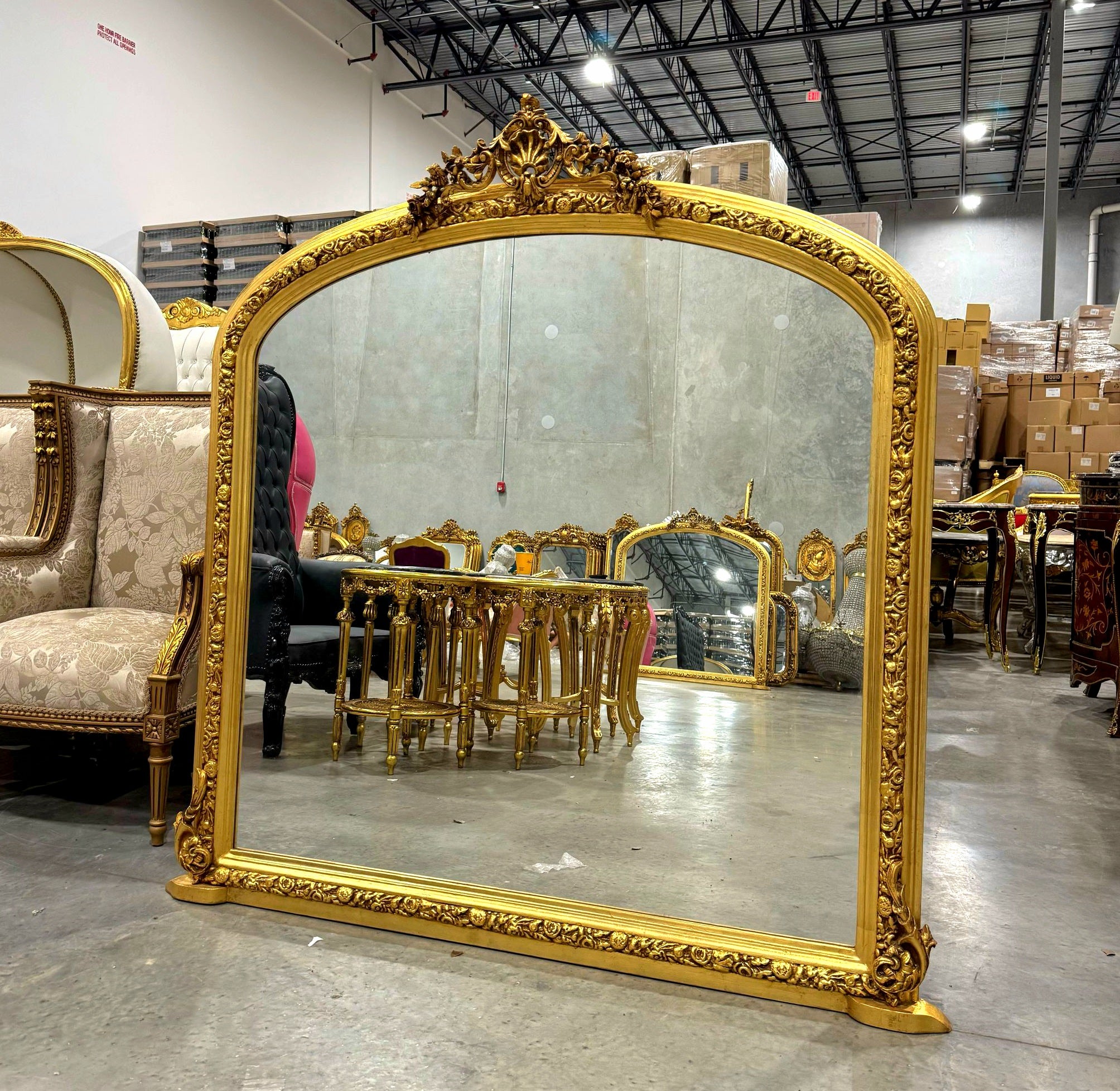 French Style Gold Floor Mirror 5 Feet Tall Baroque Rococo Wall Mirror