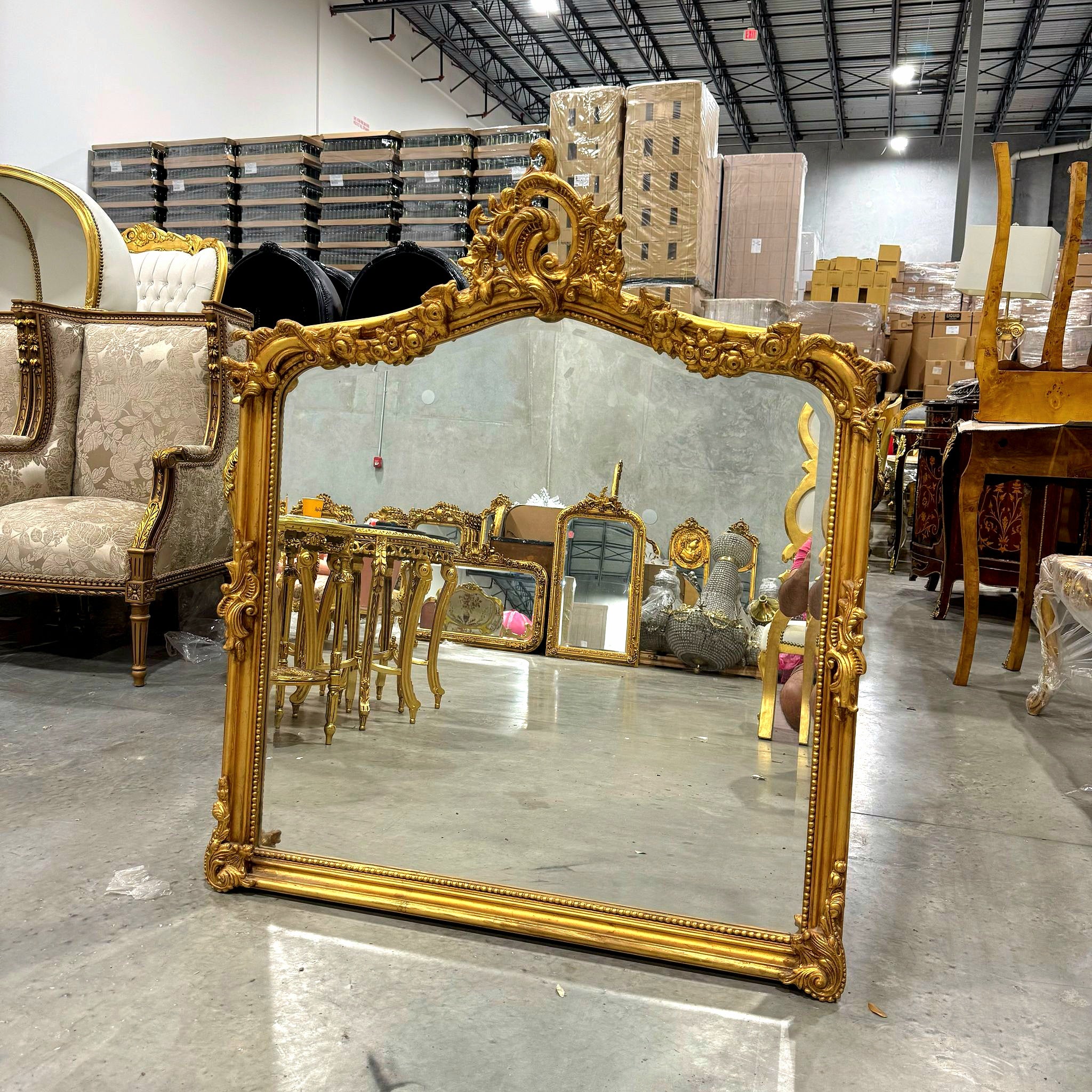 French Style Vintage Gold Floor Mirror Baroque Rococo Wall Mirror