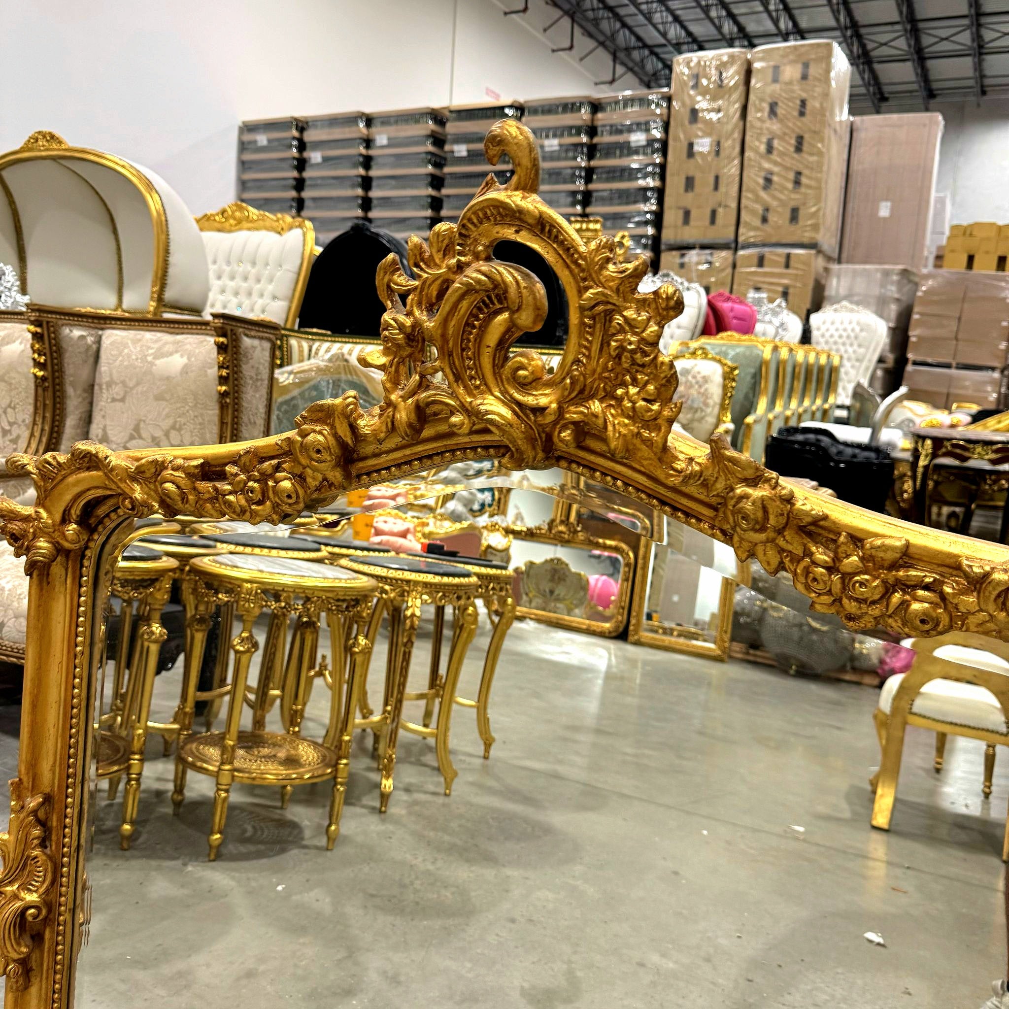 French Style Vintage Gold Floor Mirror Baroque Rococo Wall Mirror