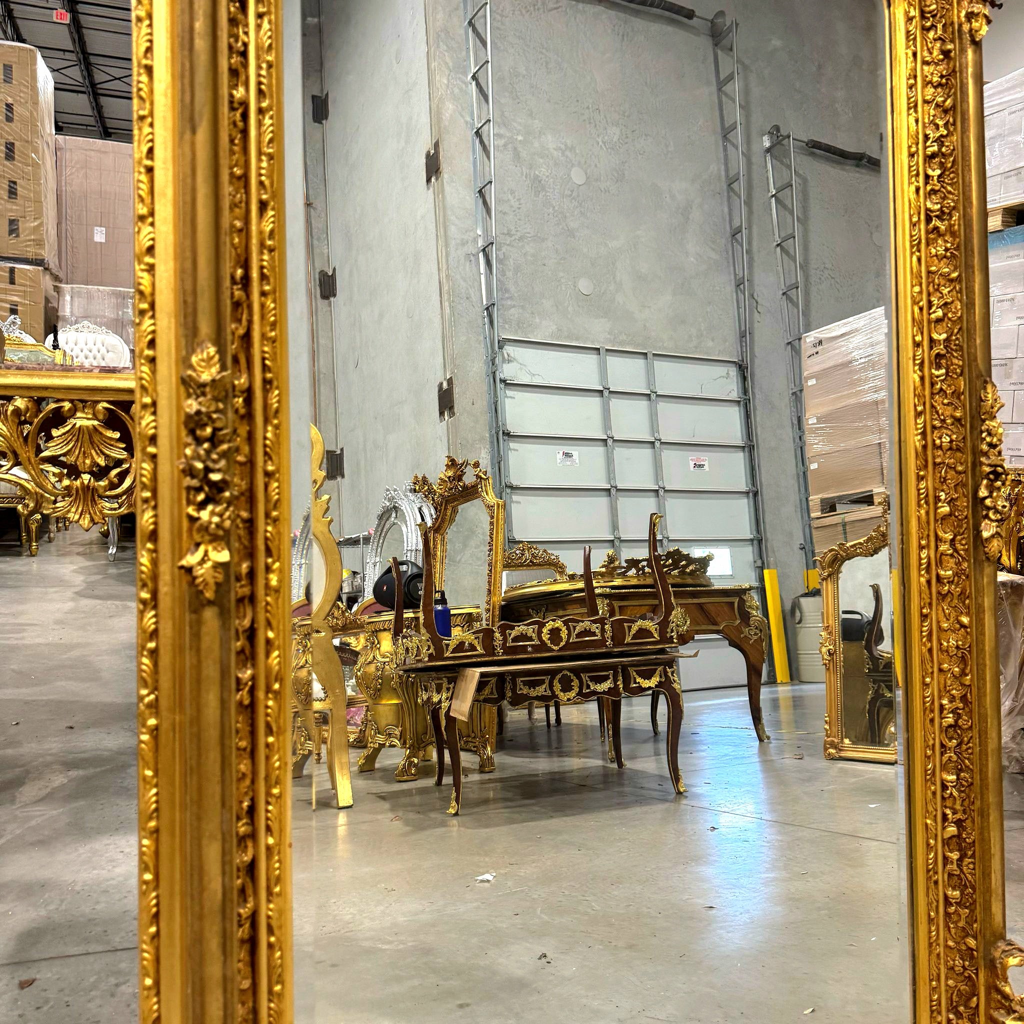 Gold Birds Floor Mirror 5 Feet Tall French Style Furniture Gold Leaf