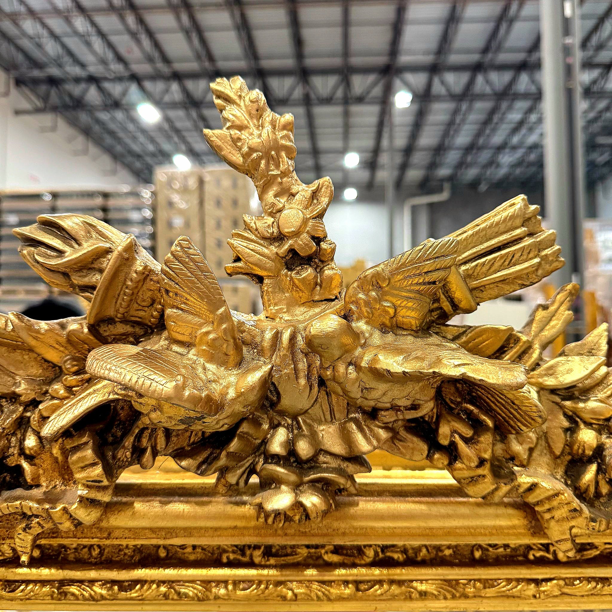 Gold Birds Floor Mirror 5 Feet Tall French Style Furniture Gold Leaf