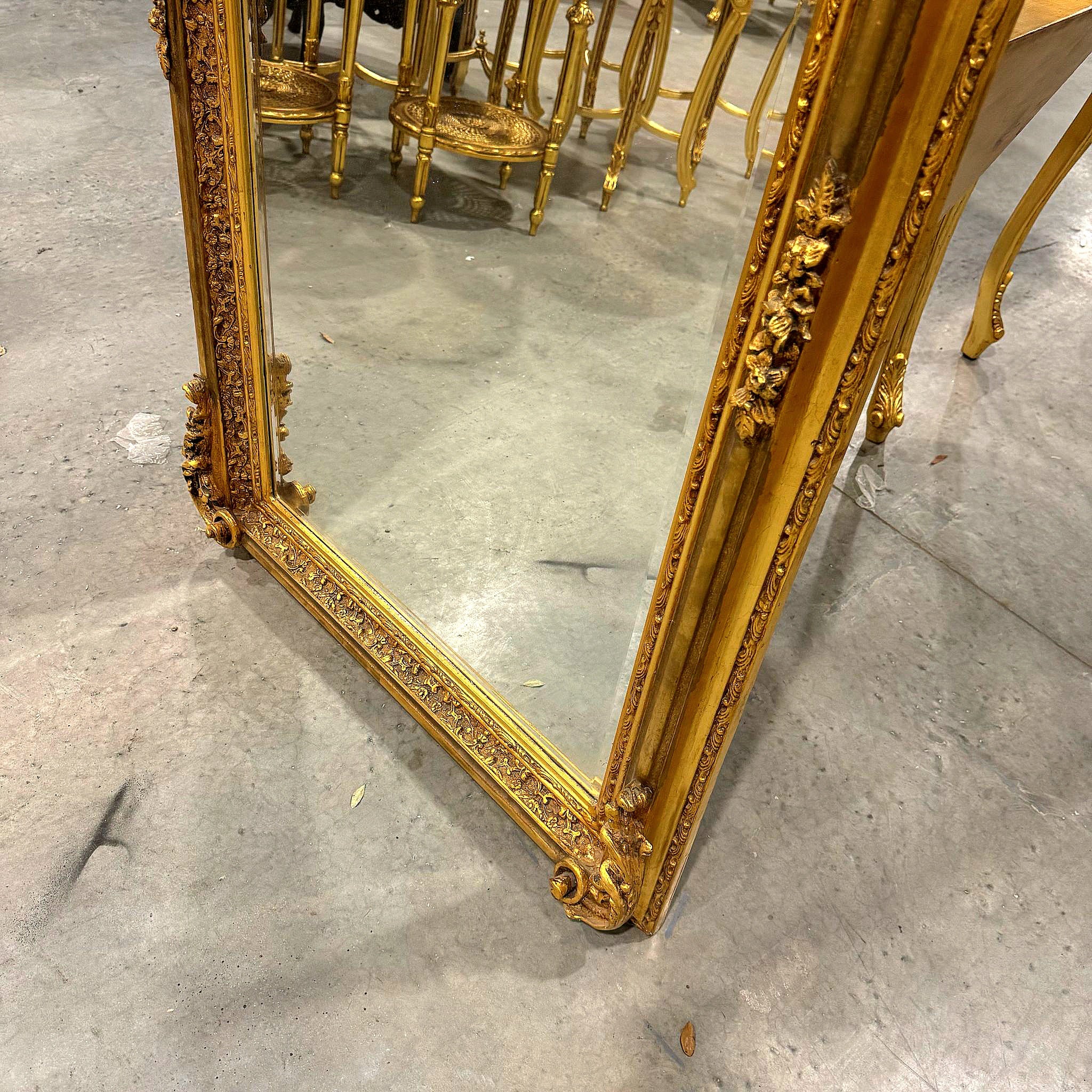 Gold Birds Floor Mirror 5 Feet Tall French Style Furniture Gold Leaf