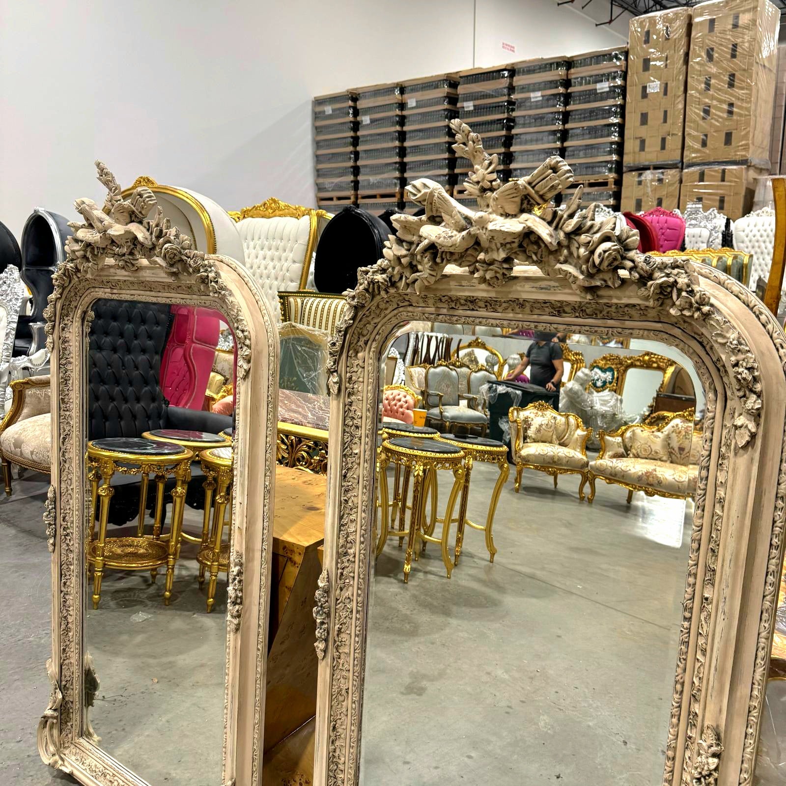 Birds Floor Mirror SET *2 mirrors* French Style 5 Feet Tall