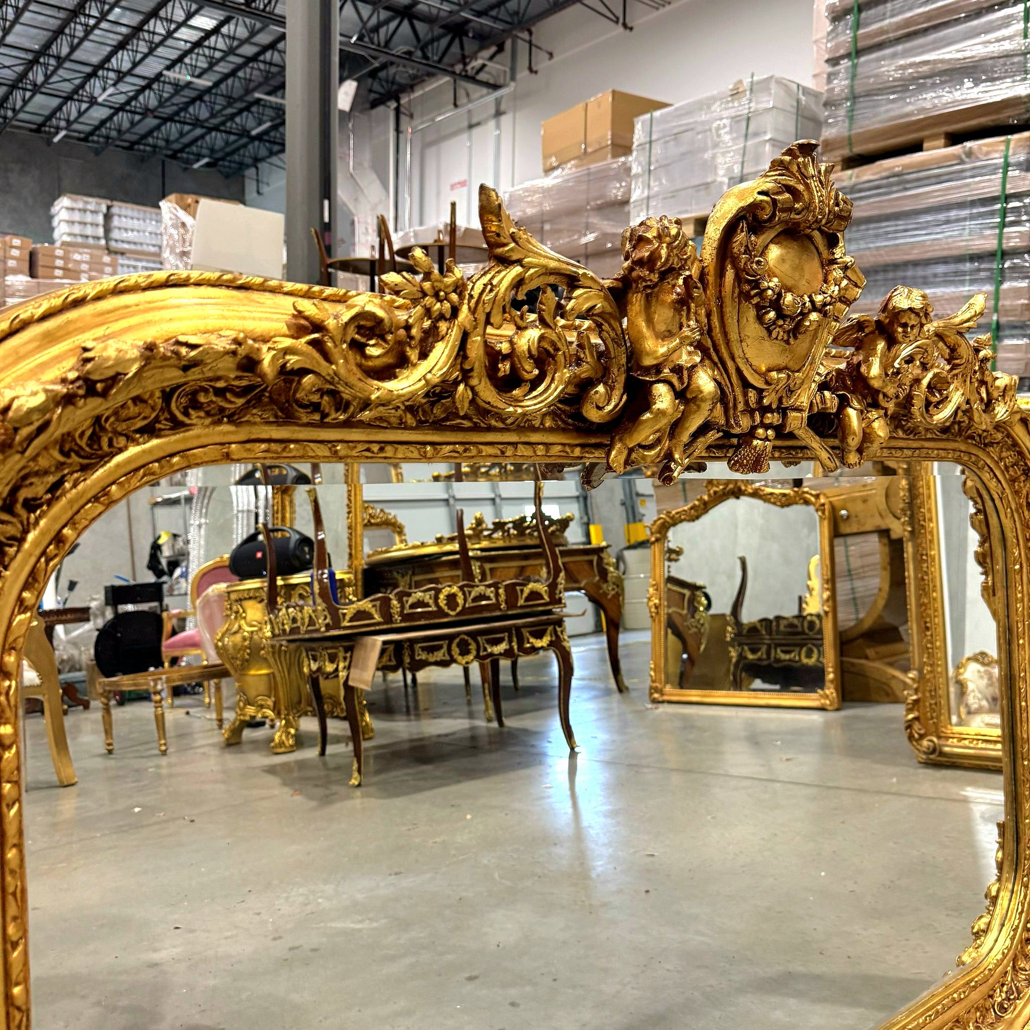 Mirror French Style Gold Wall Mirror Baroque Rococo Gold Leaf Vintage