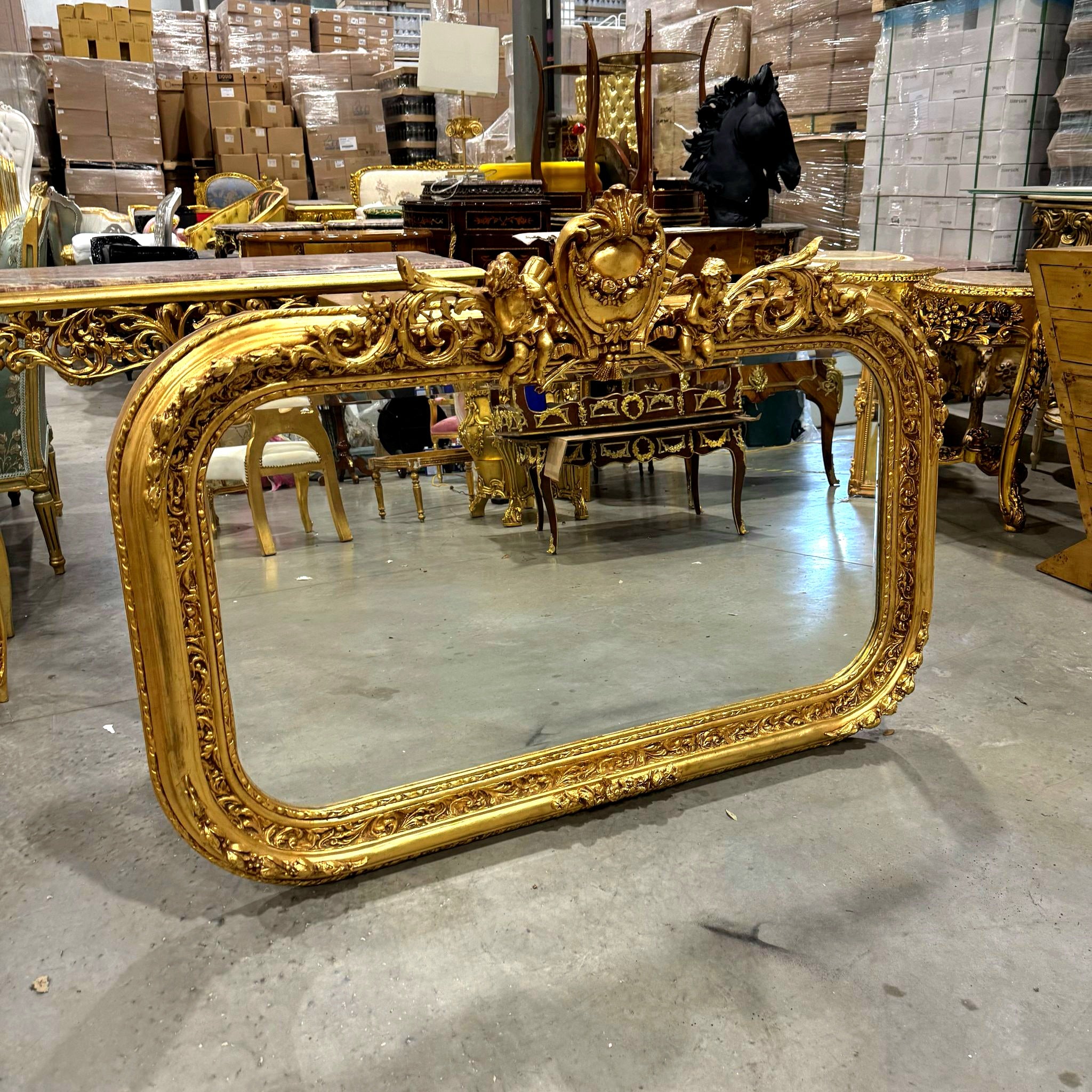 Mirror French Style Gold Wall Mirror Baroque Rococo Gold Leaf Vintage