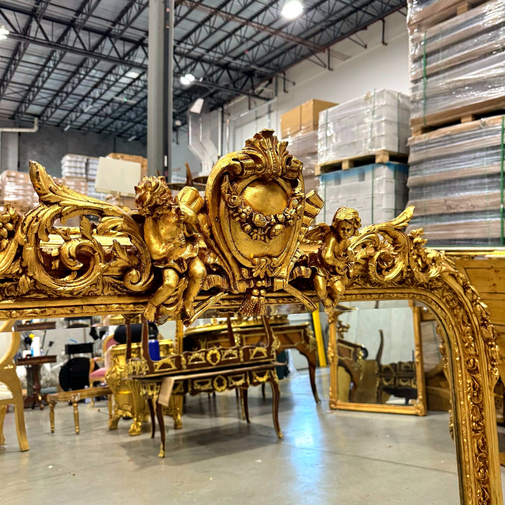 Mirror French Style Gold Wall Mirror Baroque Rococo Gold Leaf Vintage