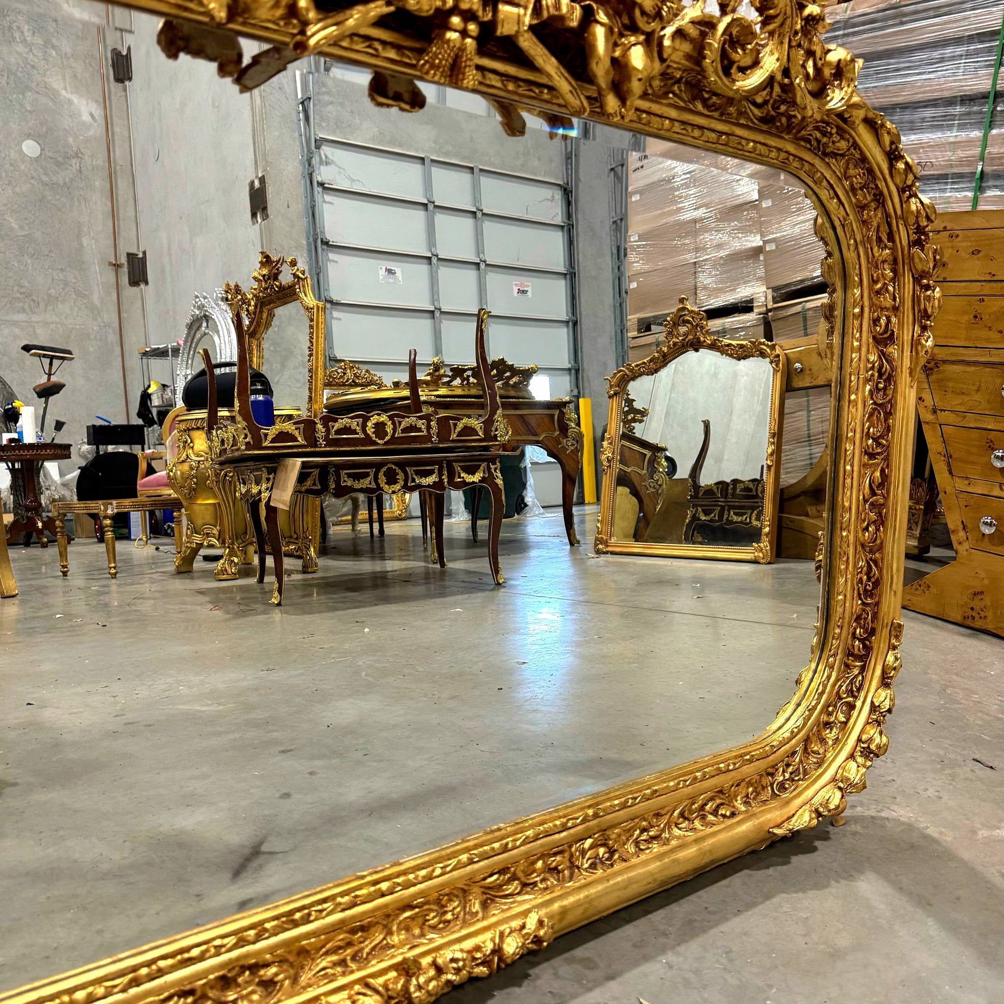 Mirror French Style Gold Wall Mirror Baroque Rococo Gold Leaf Vintage