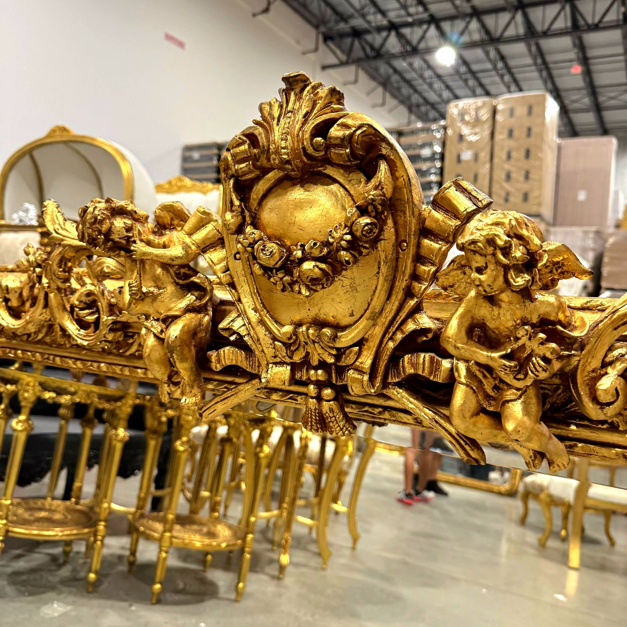 Mirror French Style Gold Wall Mirror Baroque Rococo Gold Leaf Vintage
