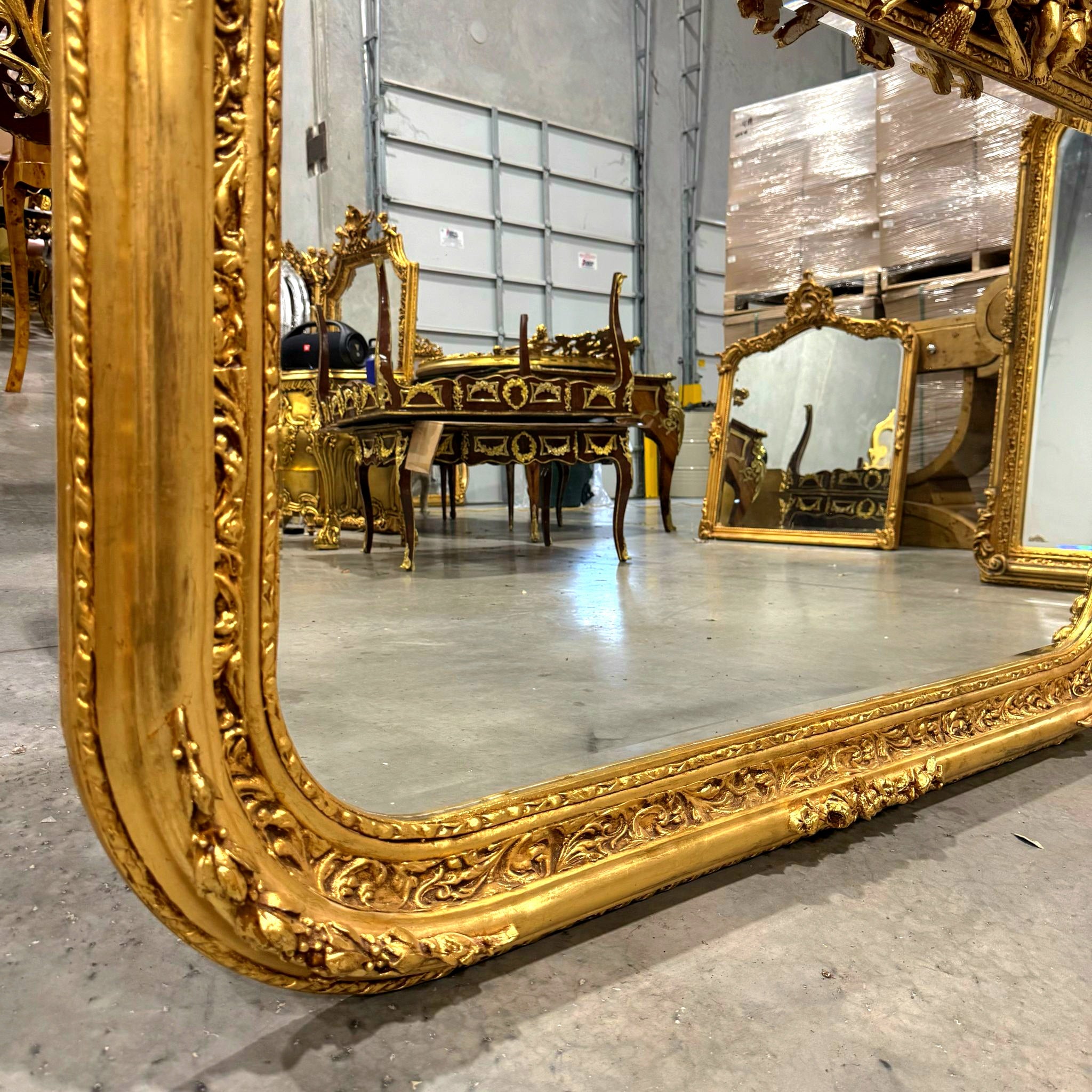 Mirror French Style Gold Wall Mirror Baroque Rococo Gold Leaf Vintage