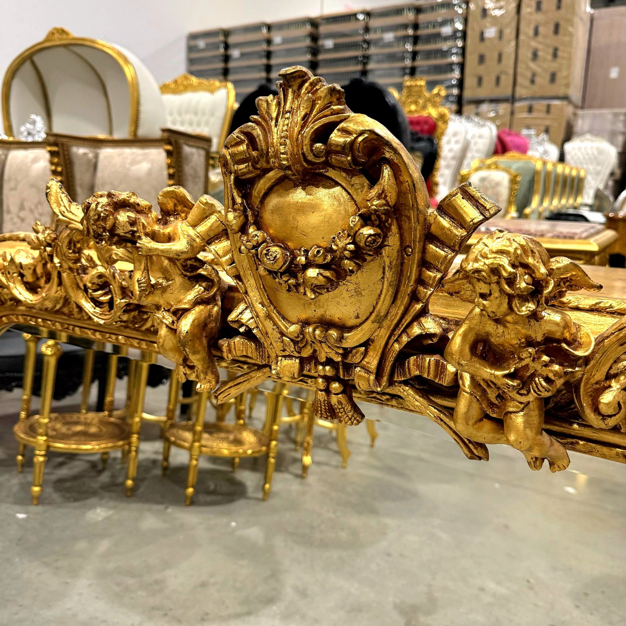 Mirror French Style Gold Wall Mirror Baroque Rococo Gold Leaf Vintage