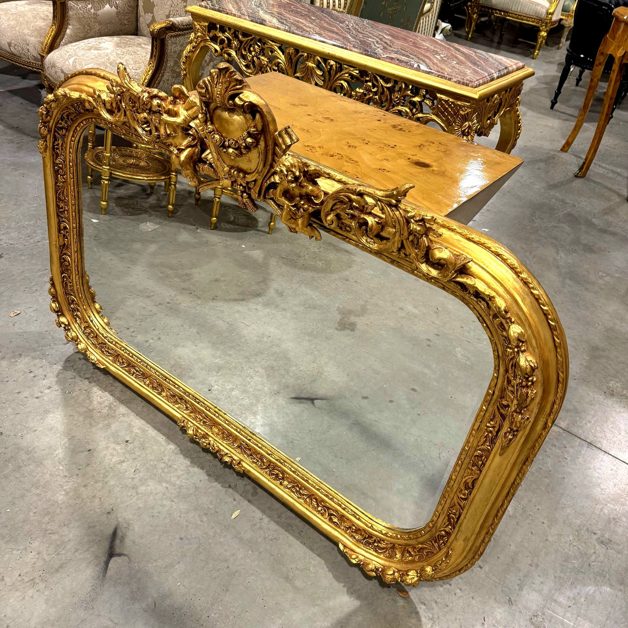 Mirror French Style Gold Wall Mirror Baroque Rococo Gold Leaf Vintage