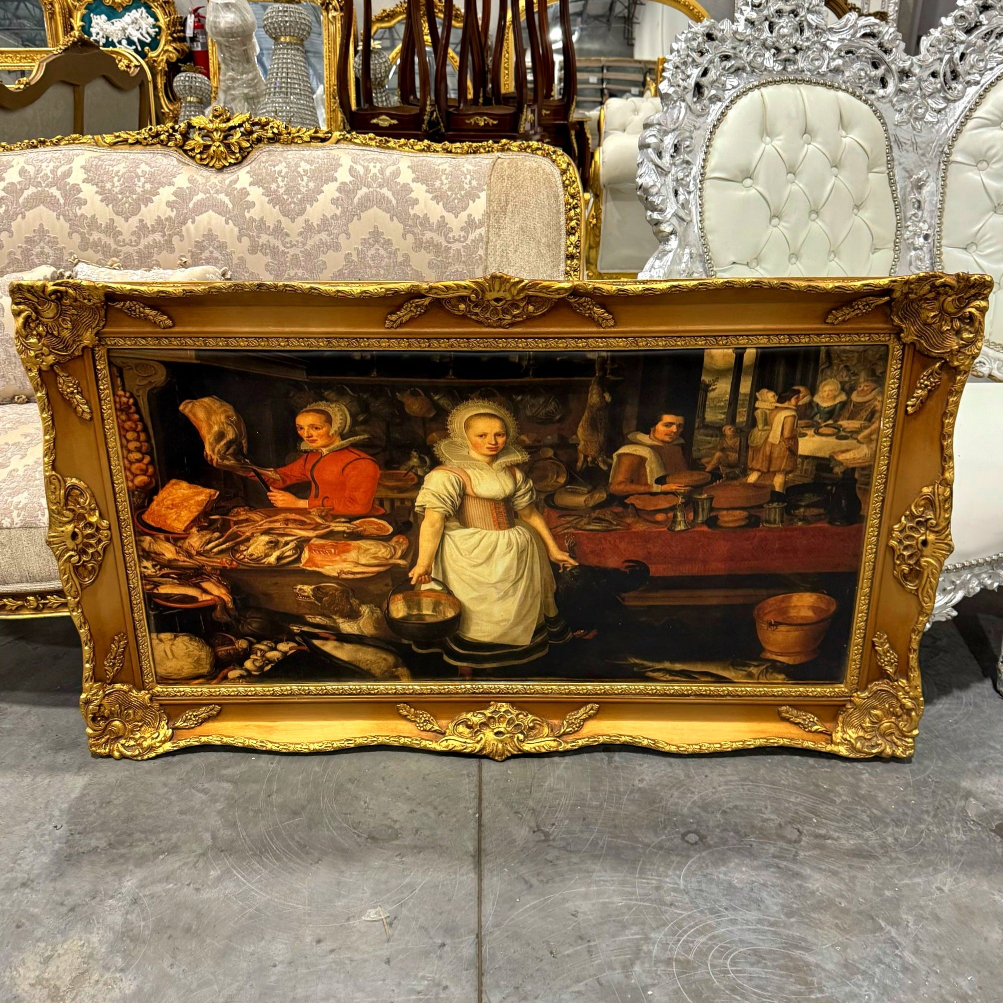 Painting Print *Print on Cotton Fabric* French Style Art Baroque Rococo Frame