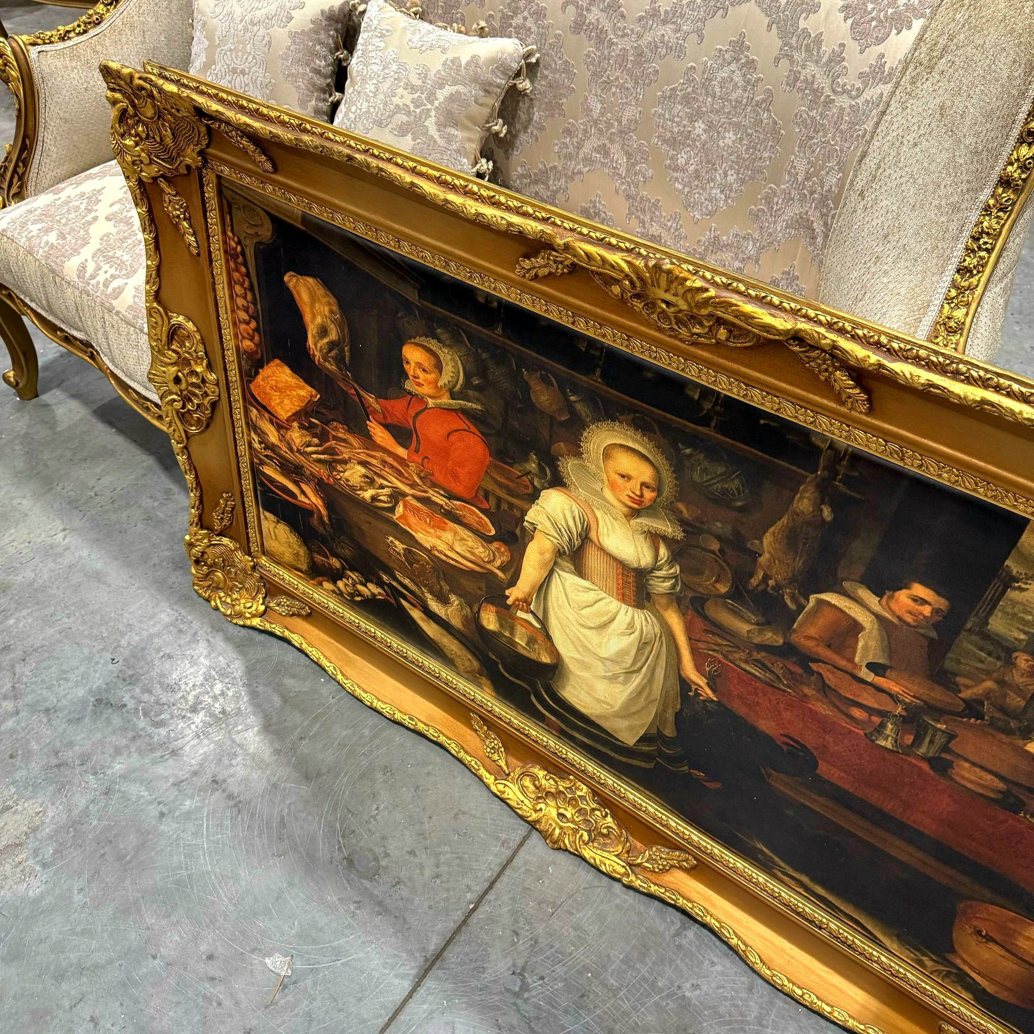 Painting Print *Print on Cotton Fabric* French Style Art Baroque Rococo Frame