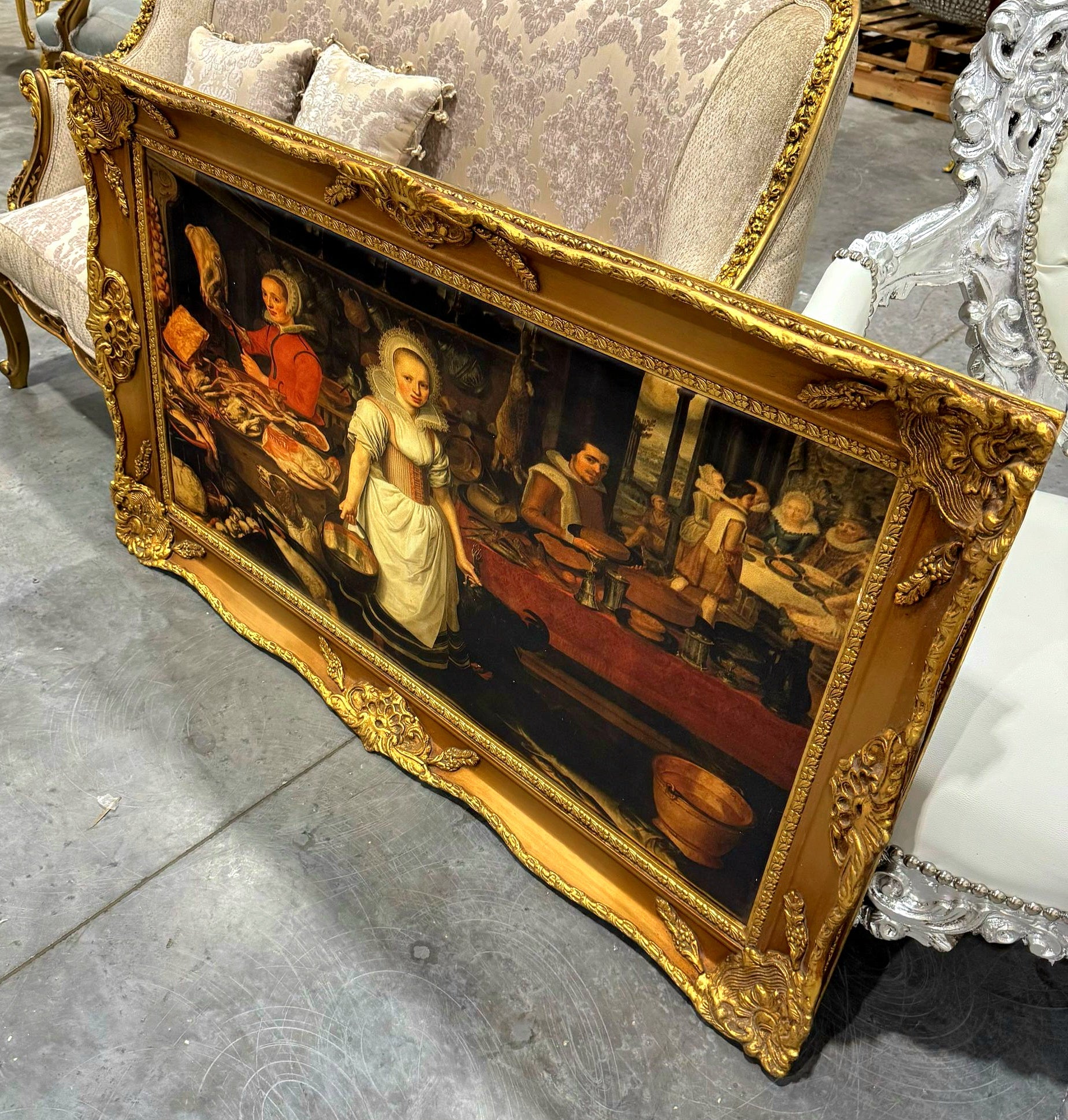 Painting Print *Print on Cotton Fabric* French Style Art Baroque Rococo Frame