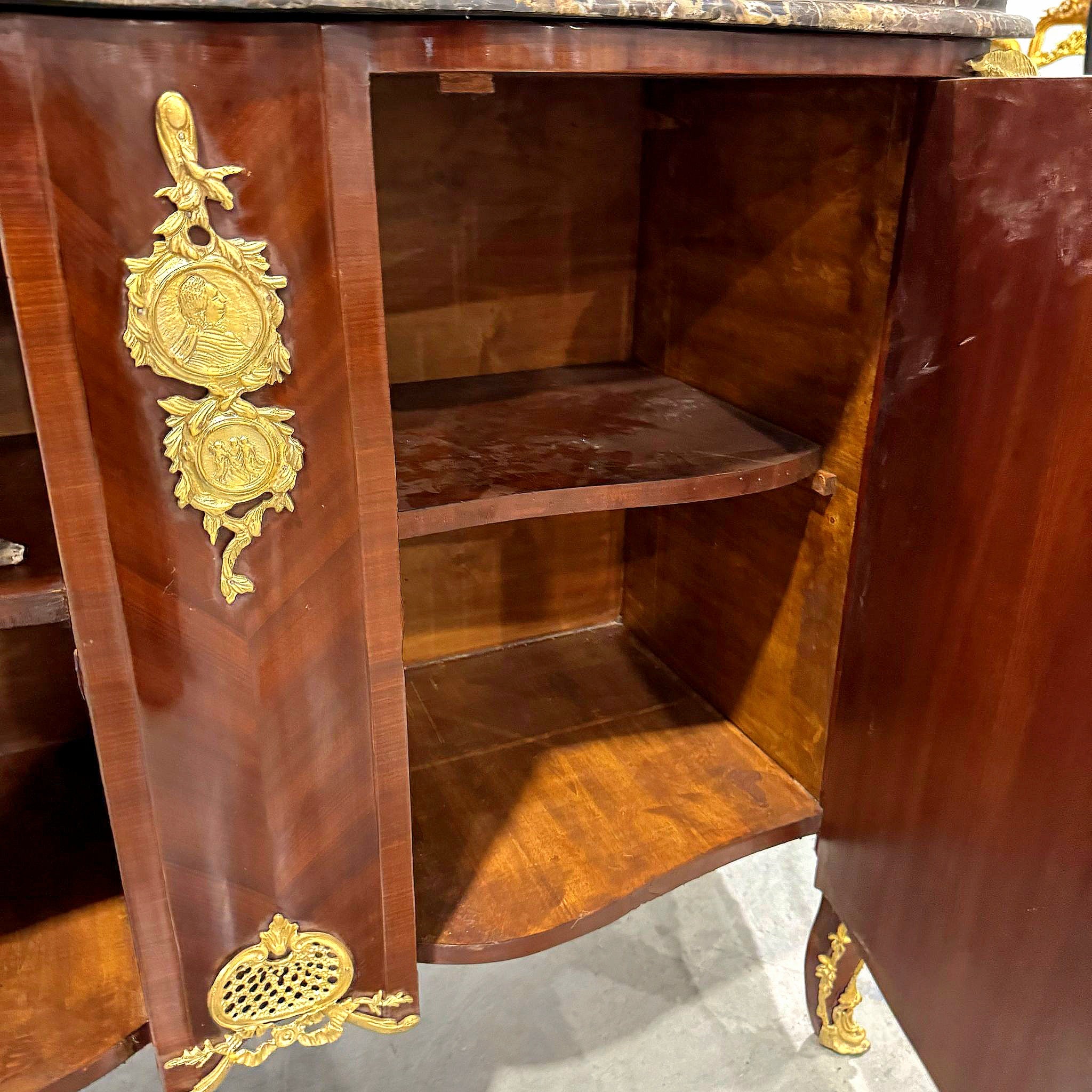 Brown Commode Cabinet Gold Details French Louis XVI Style Furniture Marble