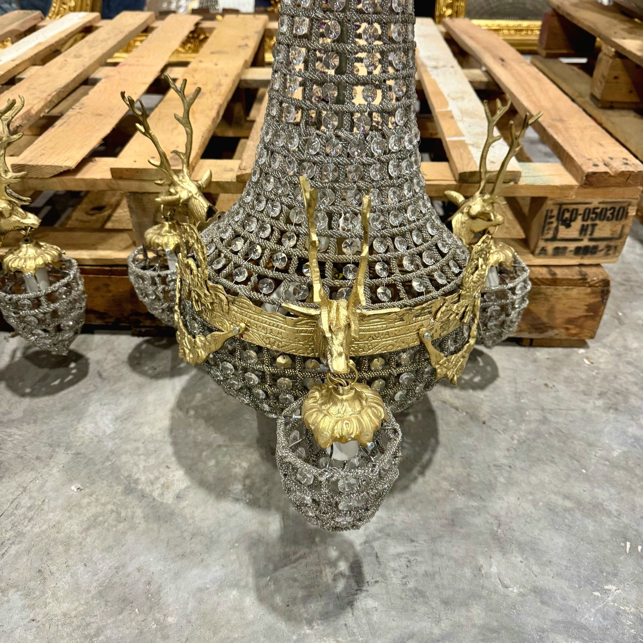 Ceiling Lights French Style Stag Chandelier *Set of 2* Bronze Crystal Lightings