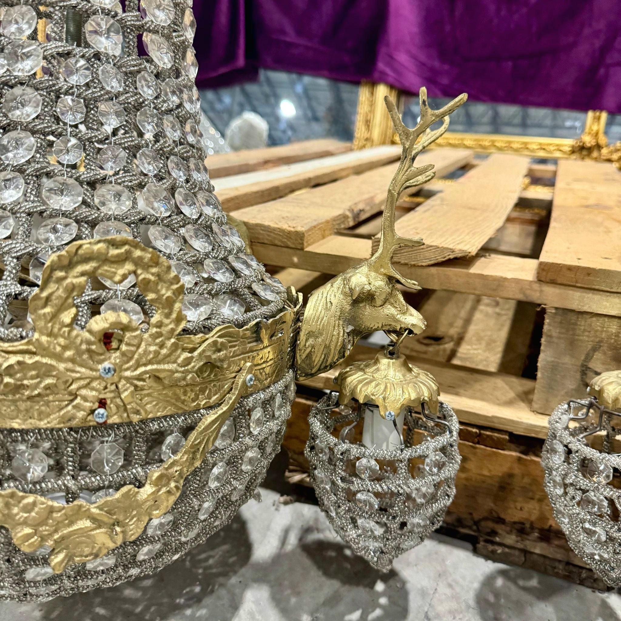 Ceiling Lights French Style Stag Chandelier *Set of 2* Bronze Crystal Lightings