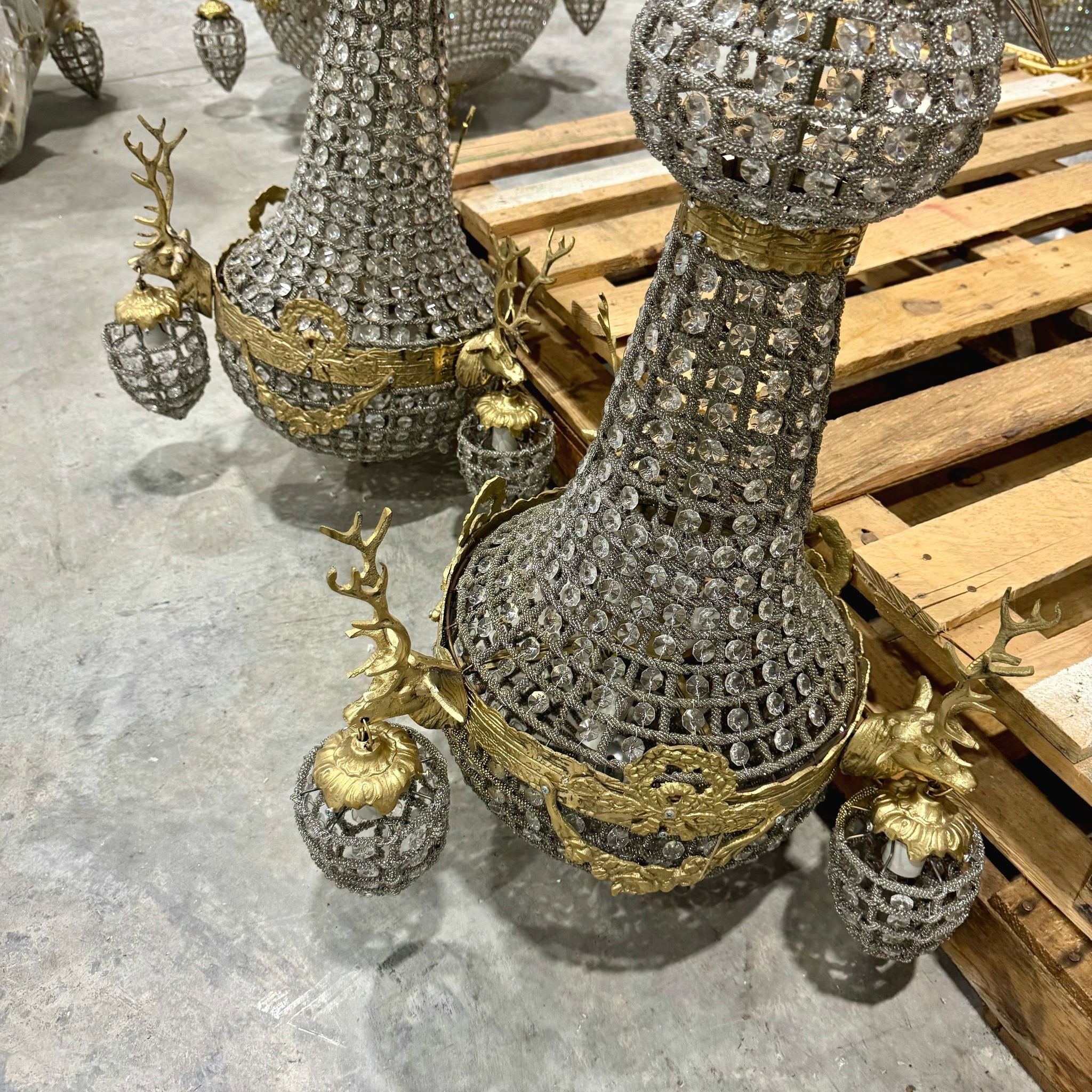 Ceiling Lights French Style Stag Chandelier *Set of 2* Bronze Crystal Lightings