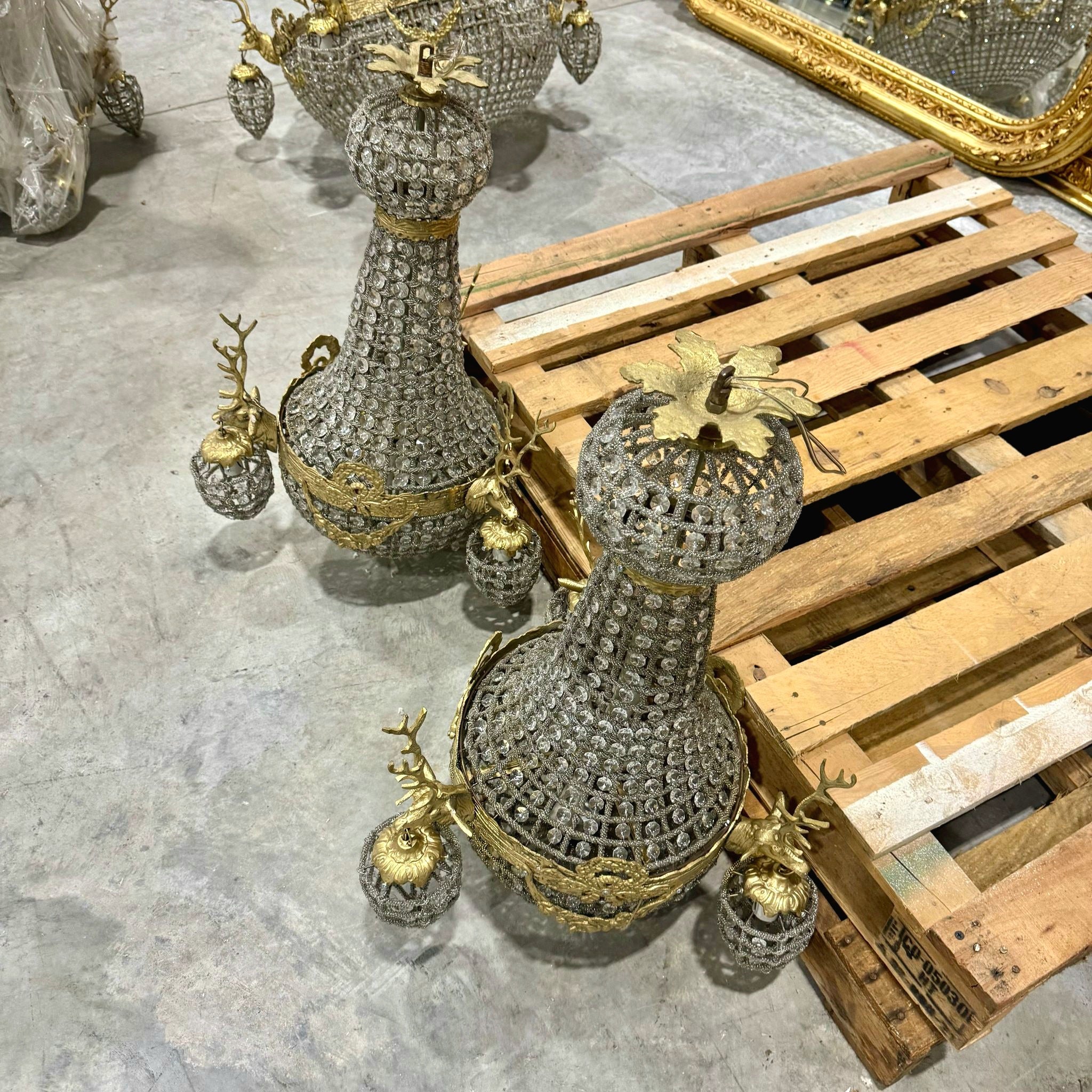 Ceiling Lights French Style Stag Chandelier *Set of 2* Bronze Crystal Lightings