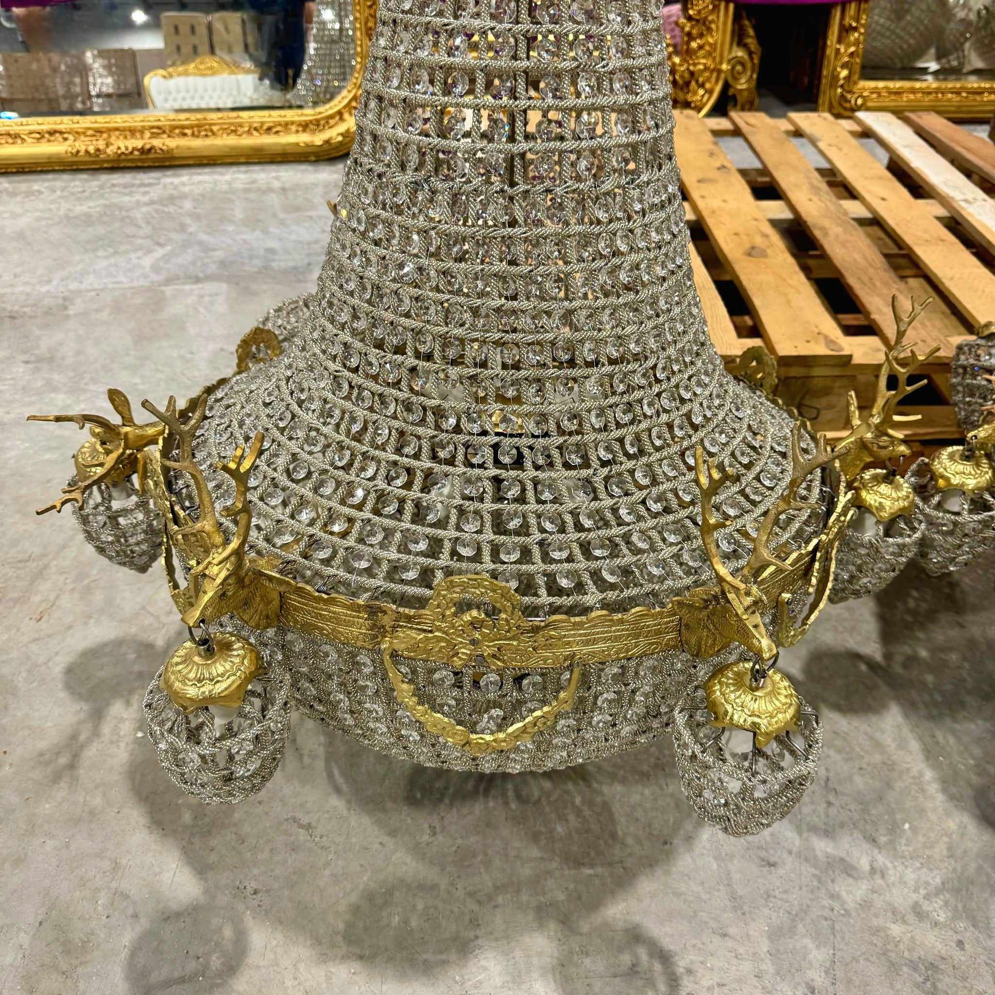 French Style Stag Chandeliers - Set of 2