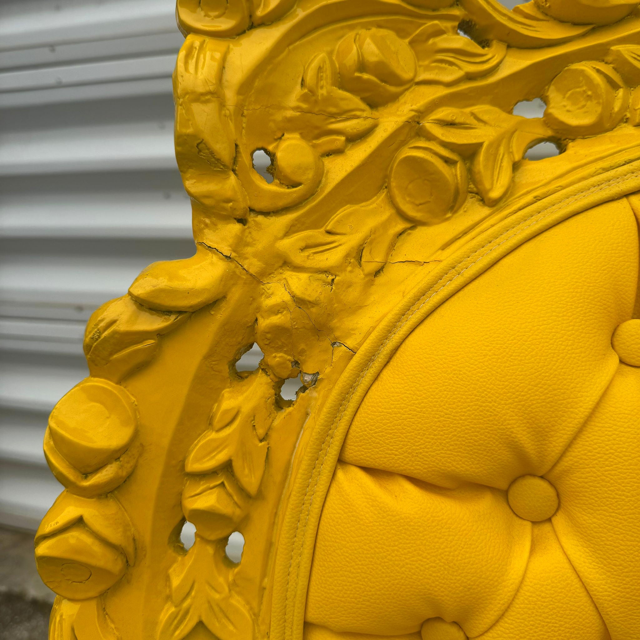 Yellow Leather Armchair Chair with Yellow Frame French Rococo Style Furniture