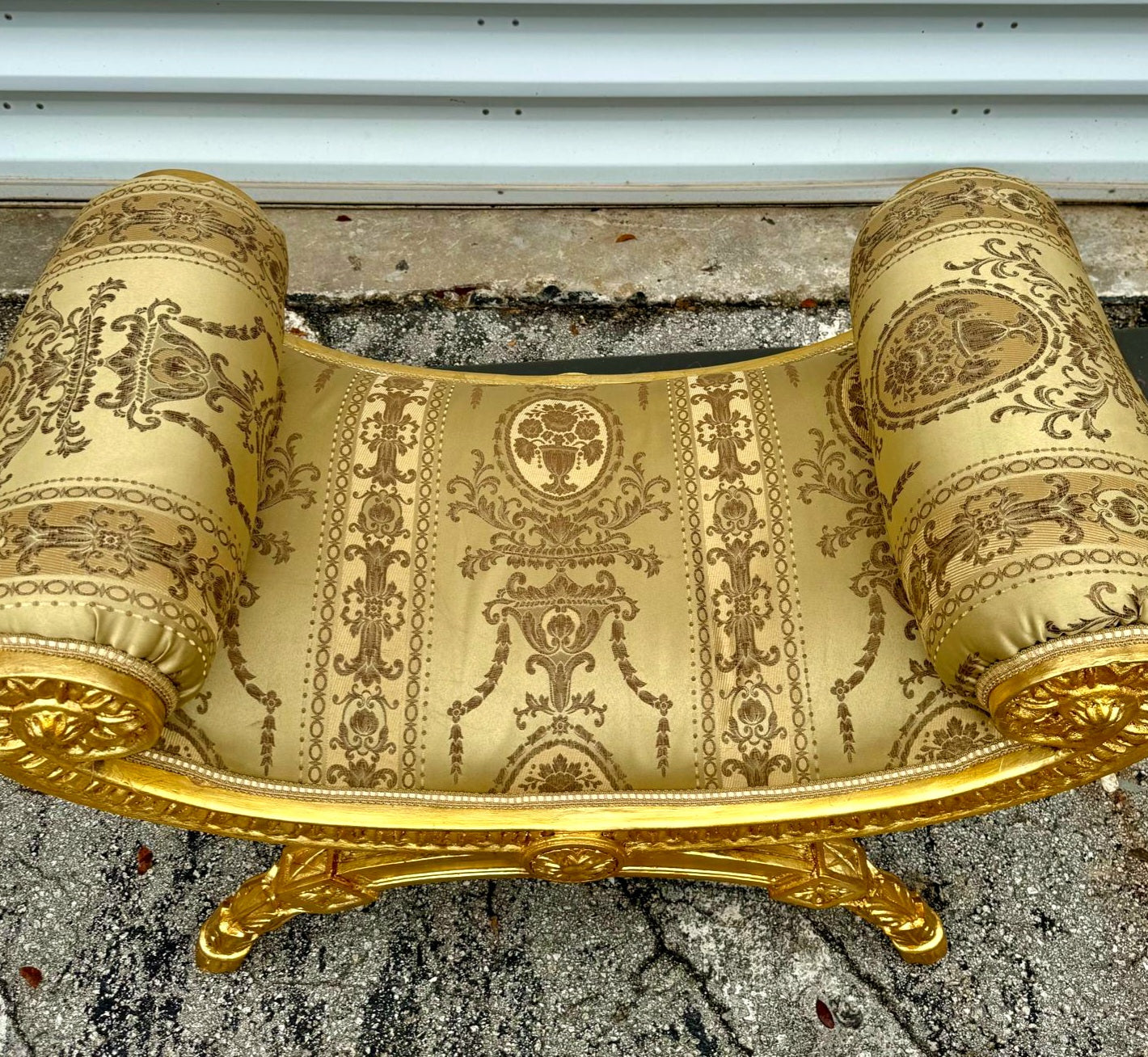Gold Small Bench French Style With Gold Details Rococo Baroque Furniture