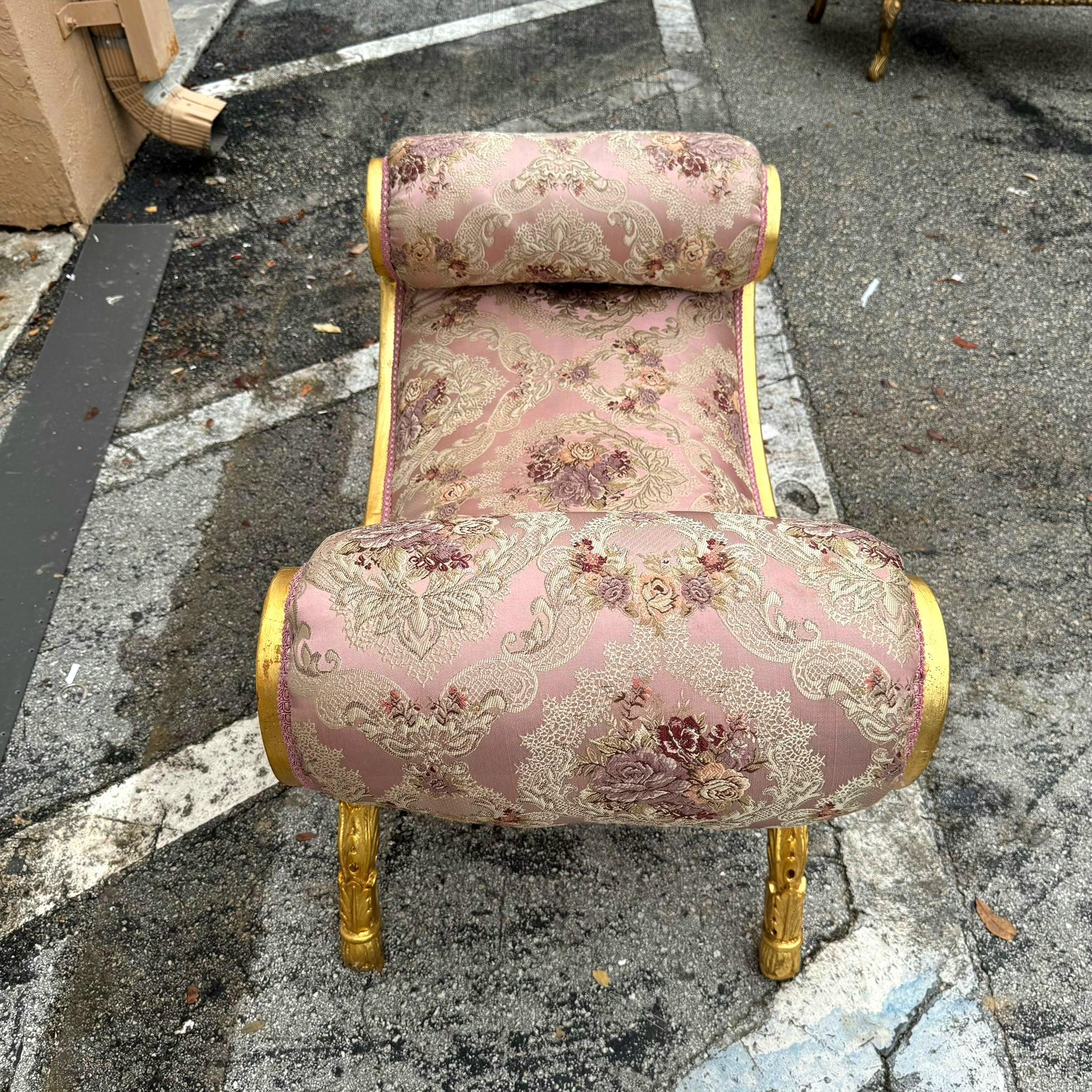 Pink Bench French Style With Gold Leaf Details Rococo Baroque Furniture