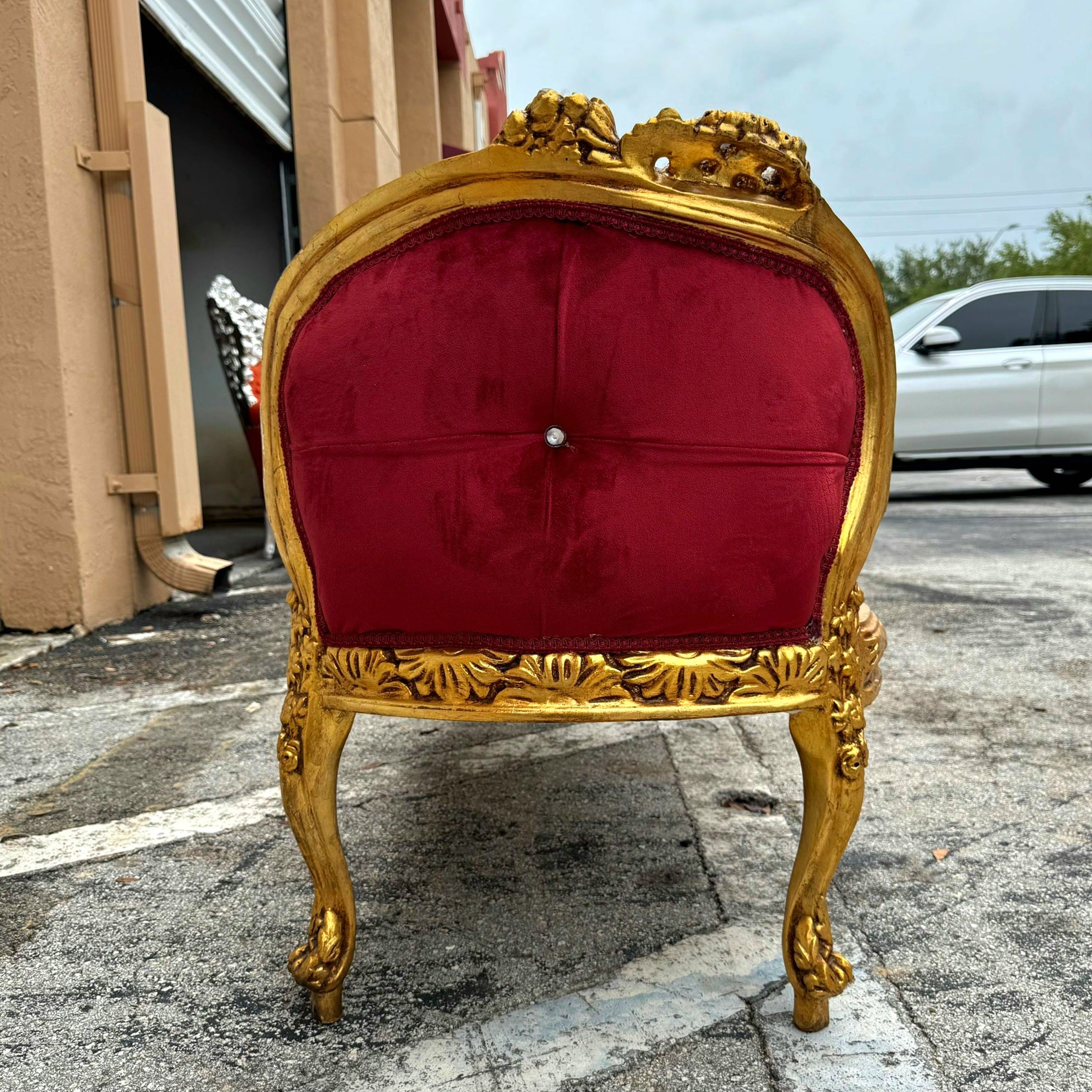 Marquis French Tufted Bench Red Velvet French Bench Home Decor Furniture