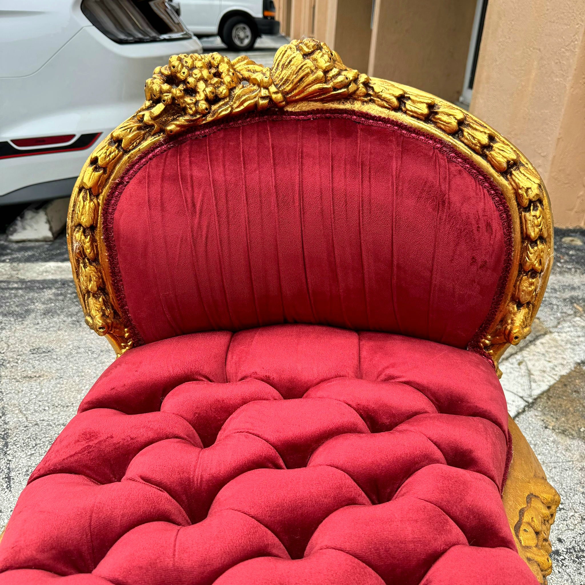 Marquis French Tufted Bench Red Velvet French Bench Home Decor Furniture