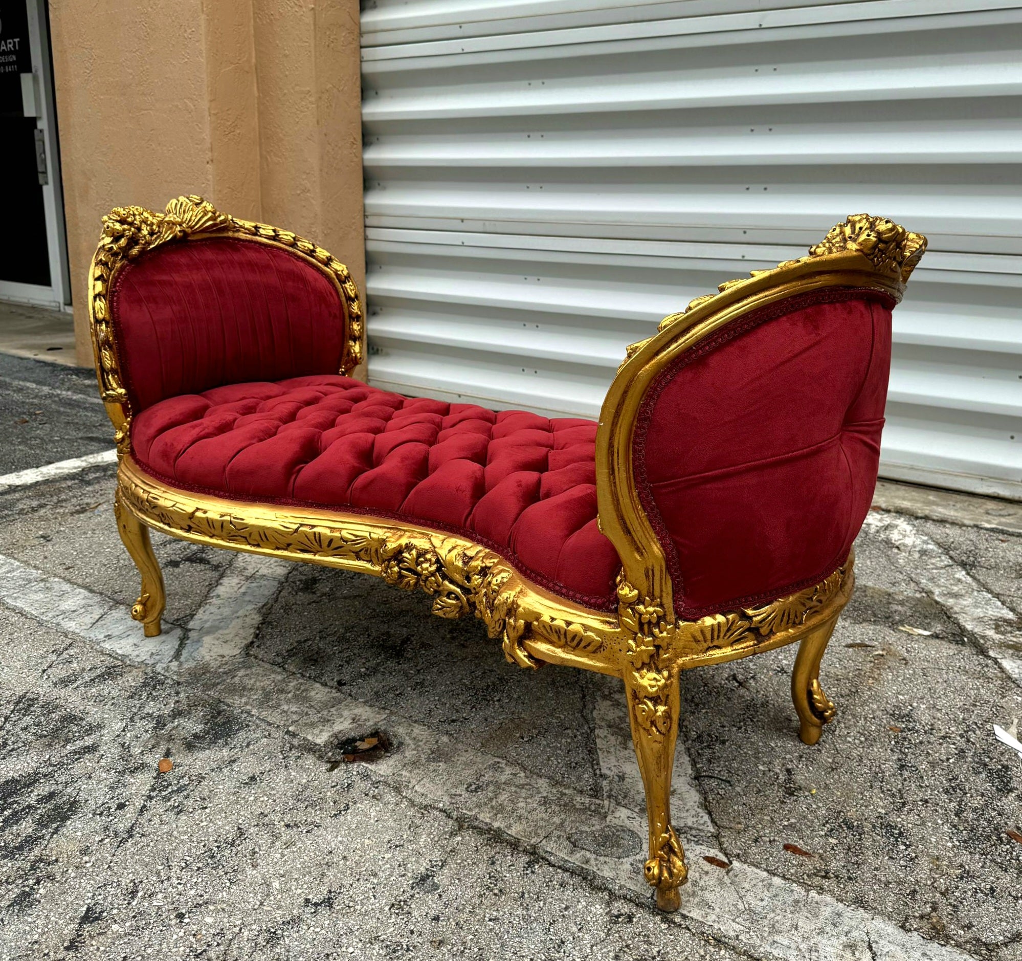 Marquis French Tufted Bench Red Velvet French Bench Home Decor Furniture