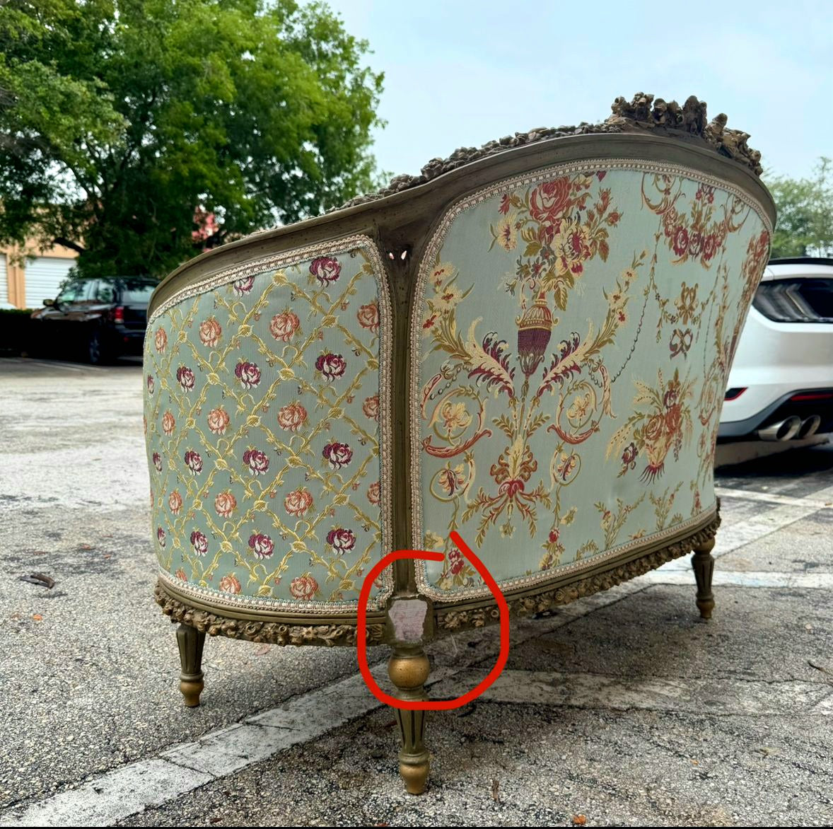 Baroque Style Sky Blue Sofa Interior Design Gold Leaf Details French