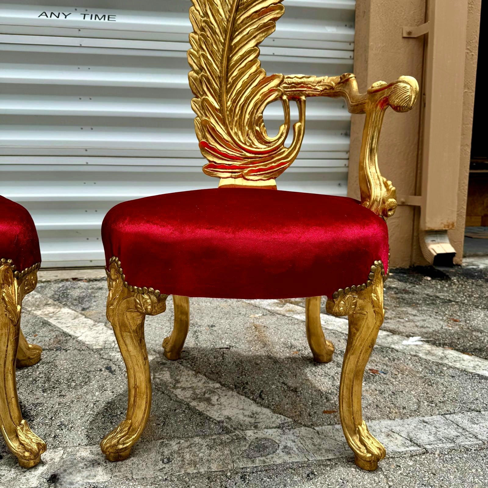 Italian Baroque Throne Chair High Back 64" Tall