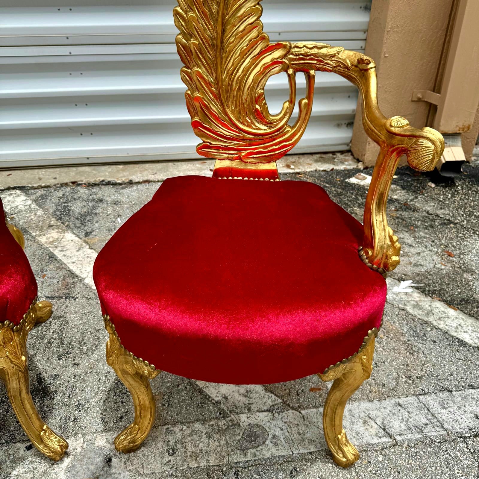 Italian Baroque Throne Chair High Back 64" Tall