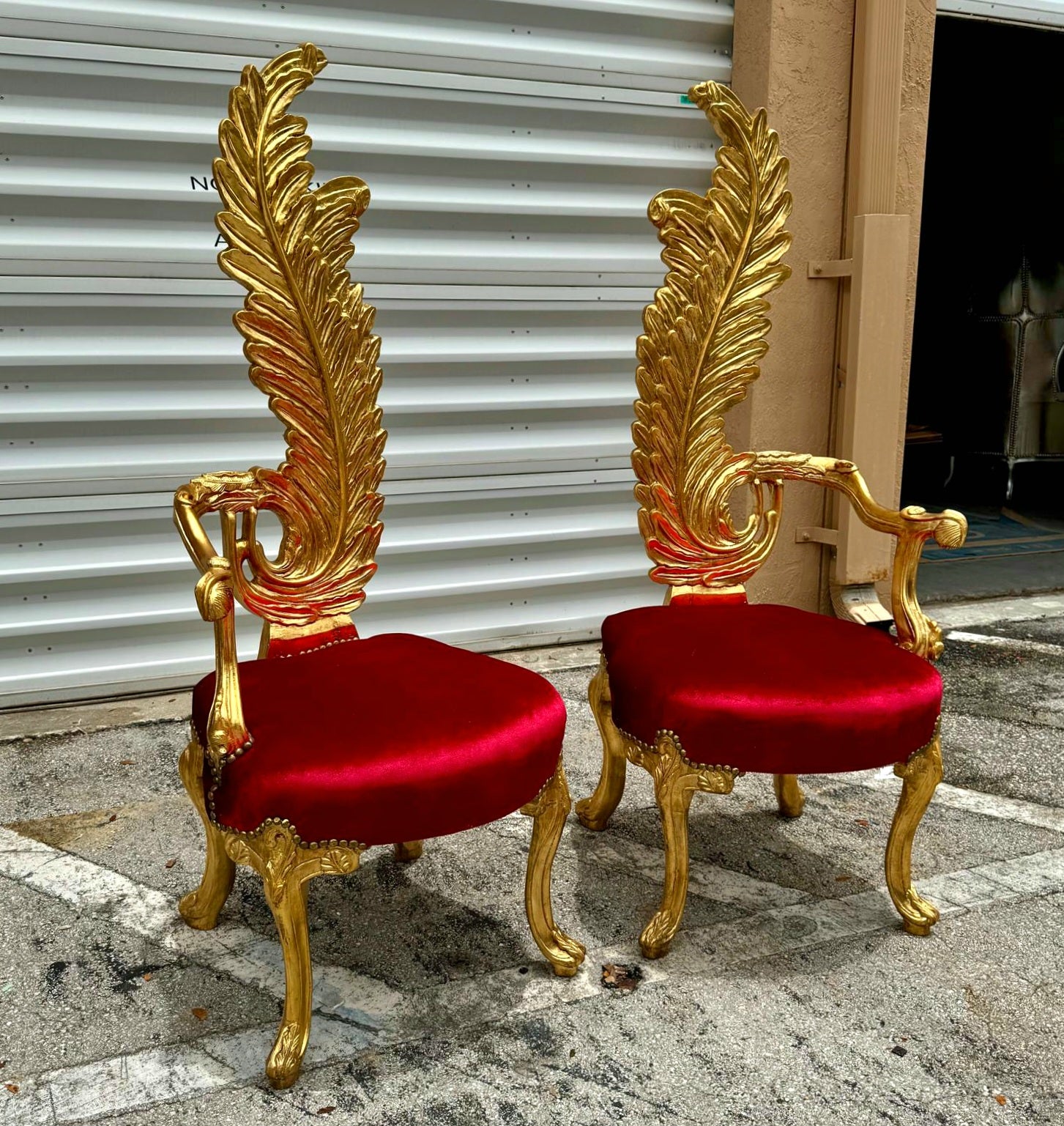 Italian Baroque Throne Chair High Back 64" Tall