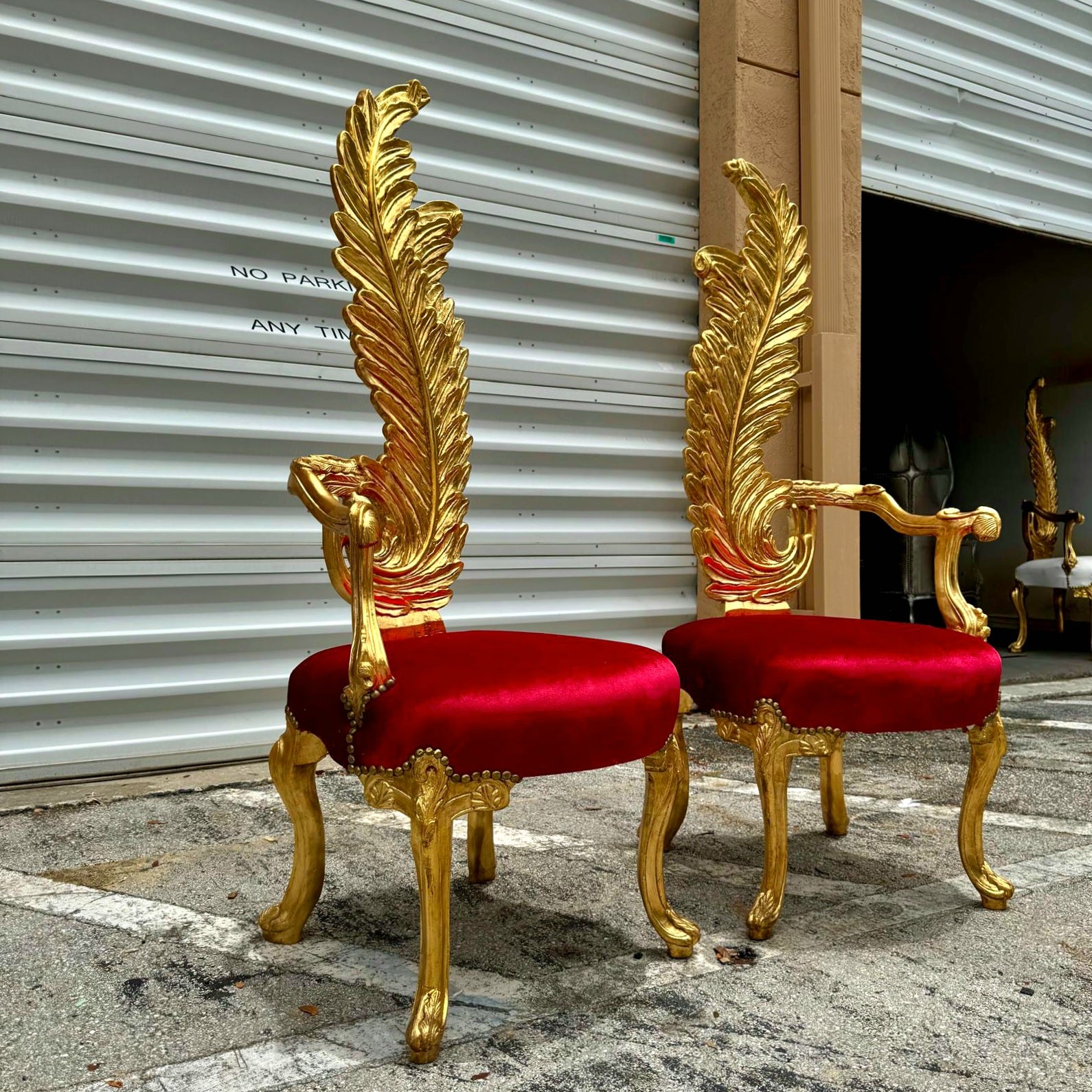 Italian Baroque Throne Chair High Back 64" Tall