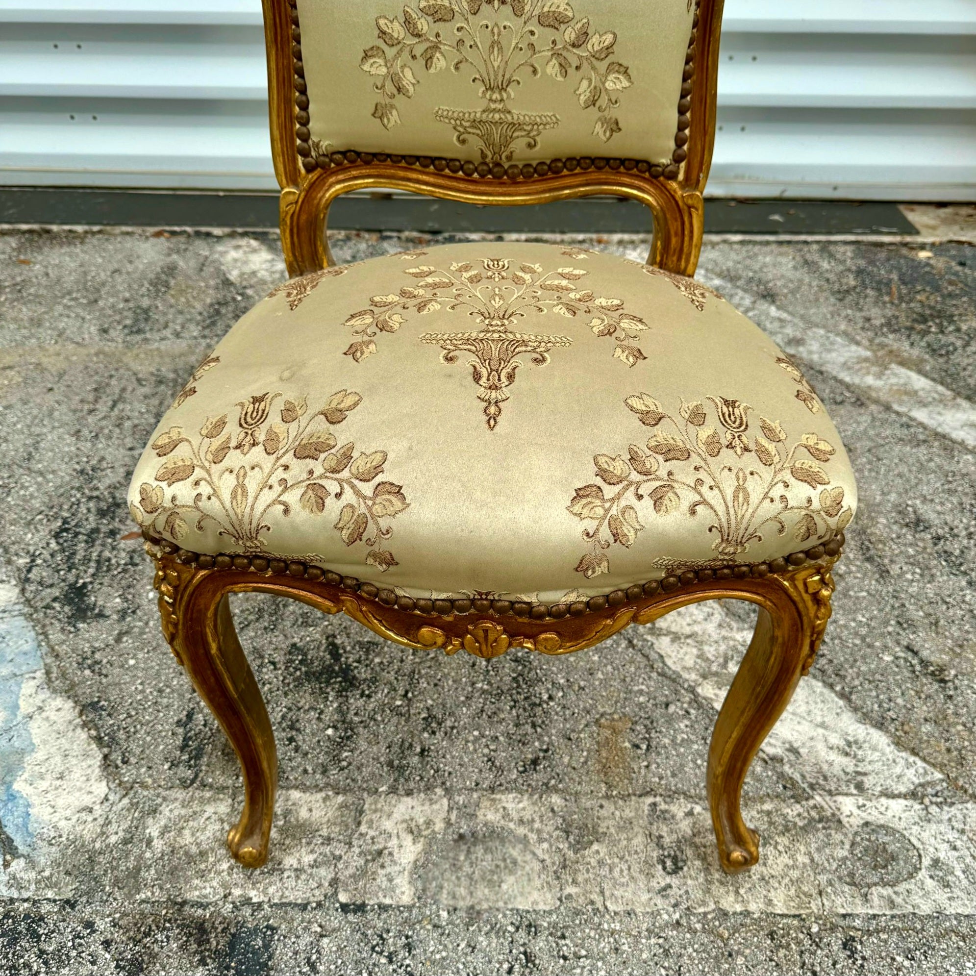 French Style White Chair with Gold Details Rococo Baroque Vintage