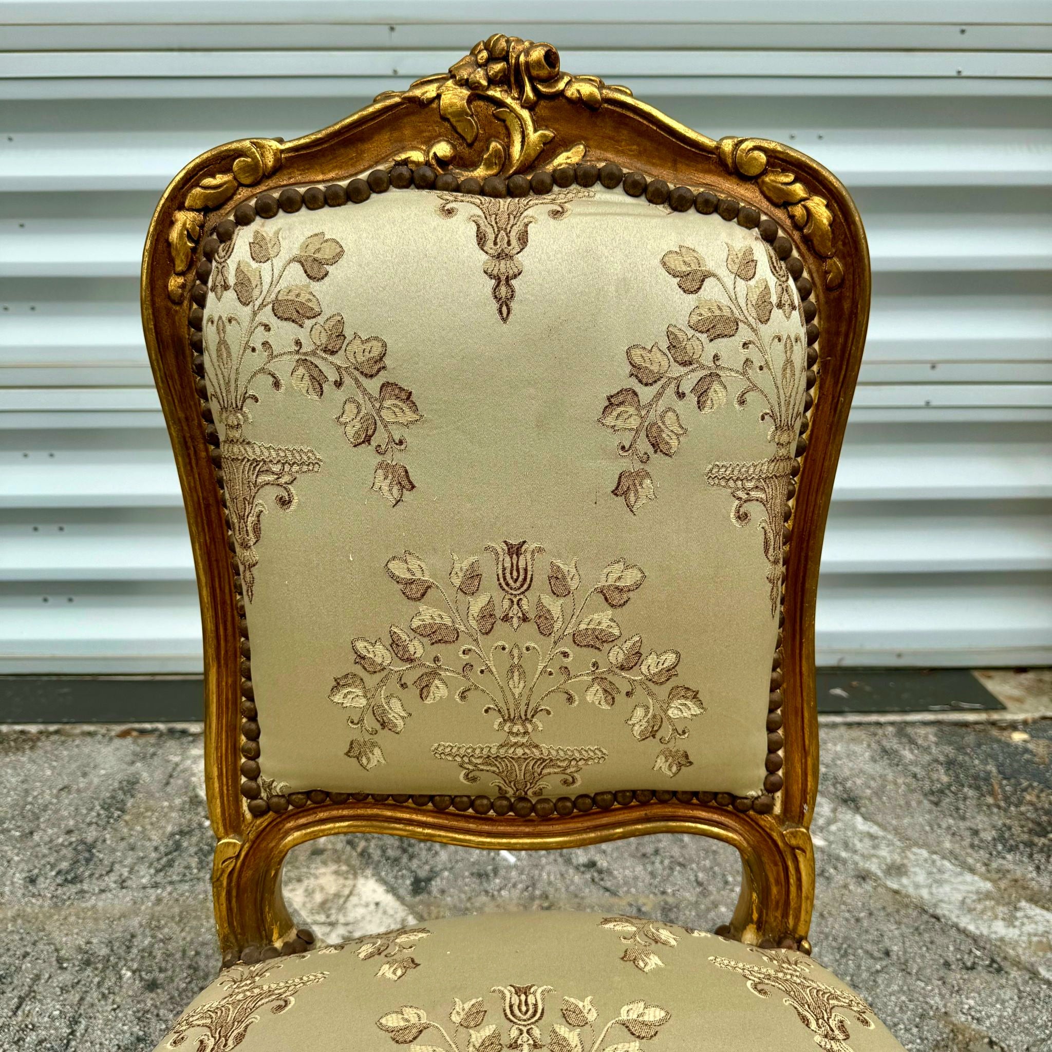 French Style White Chair with Gold Details Rococo Baroque Vintage